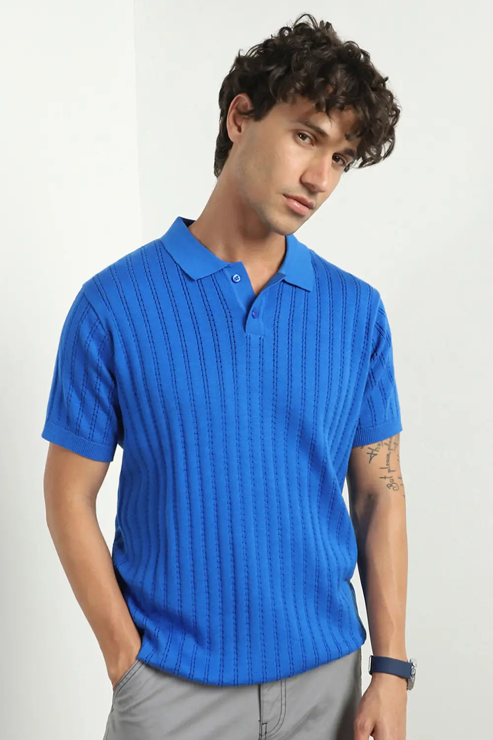 Drop Needle Textured Polo Shirts