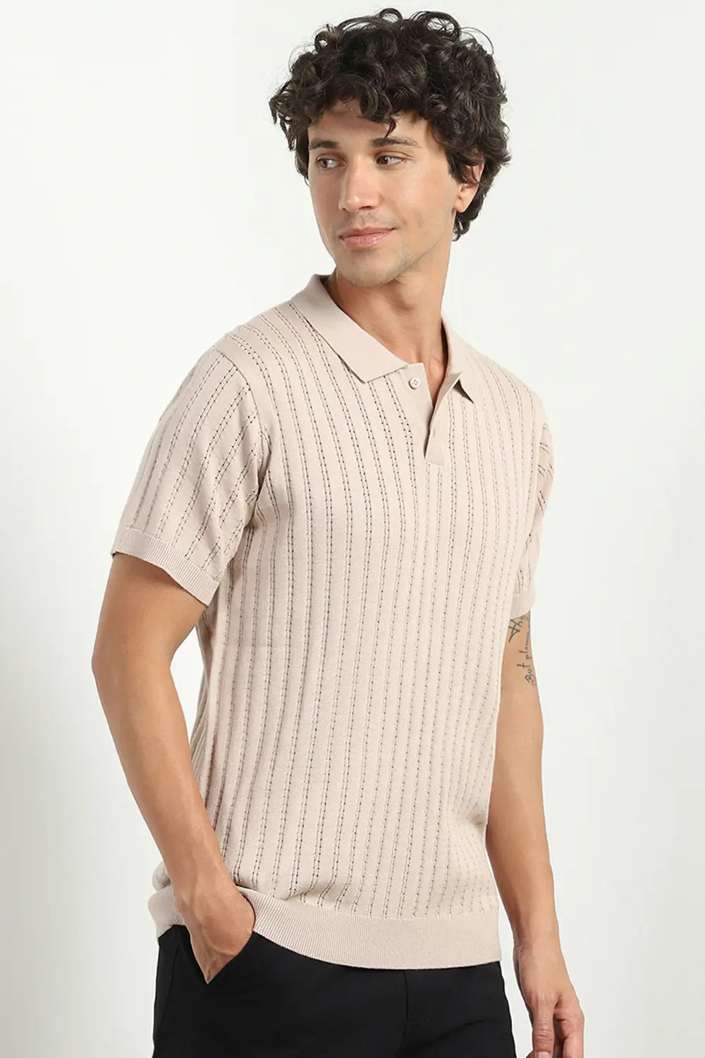 Drop Needle Textured Polo Shirts