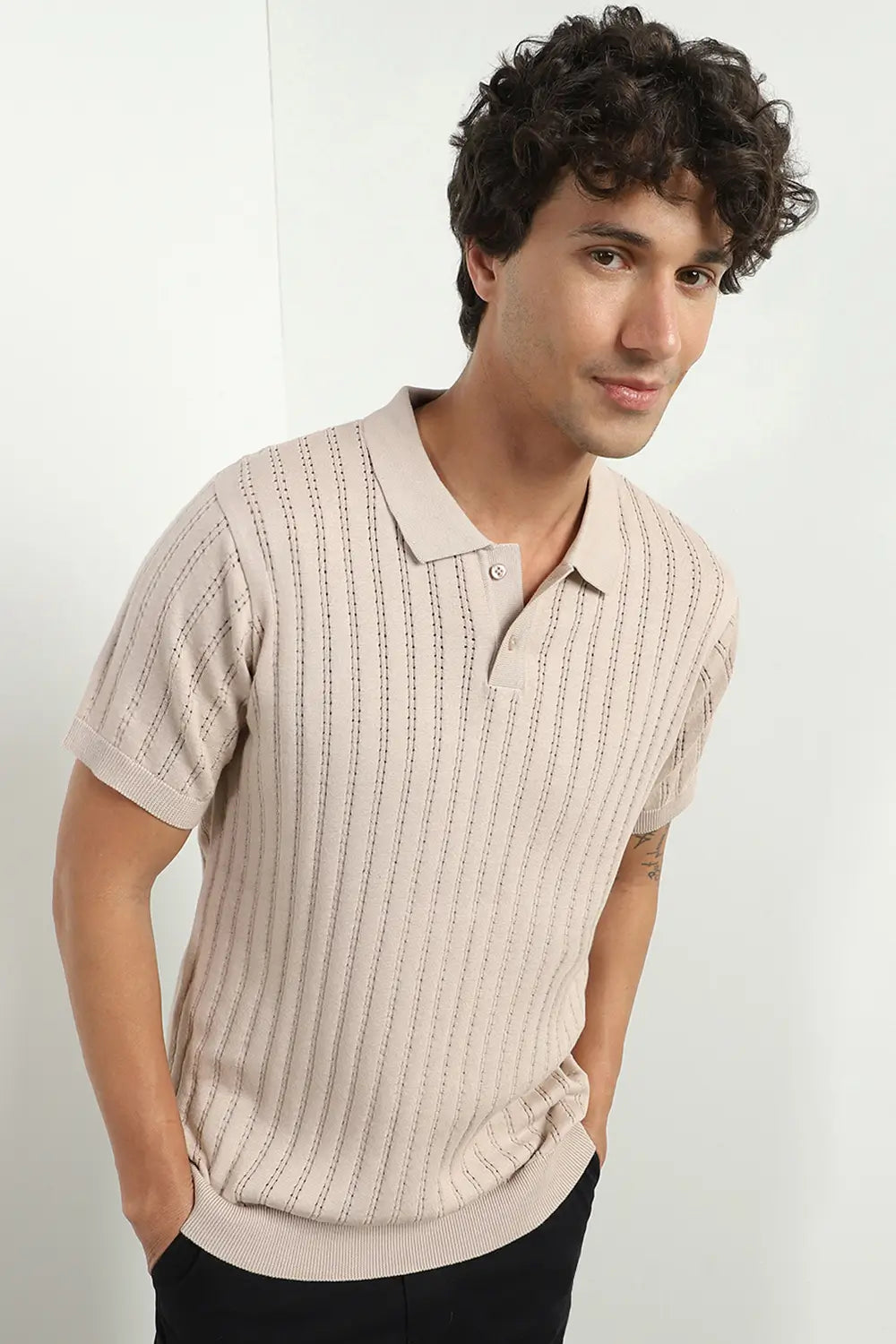 Drop Needle Textured Polo Shirts