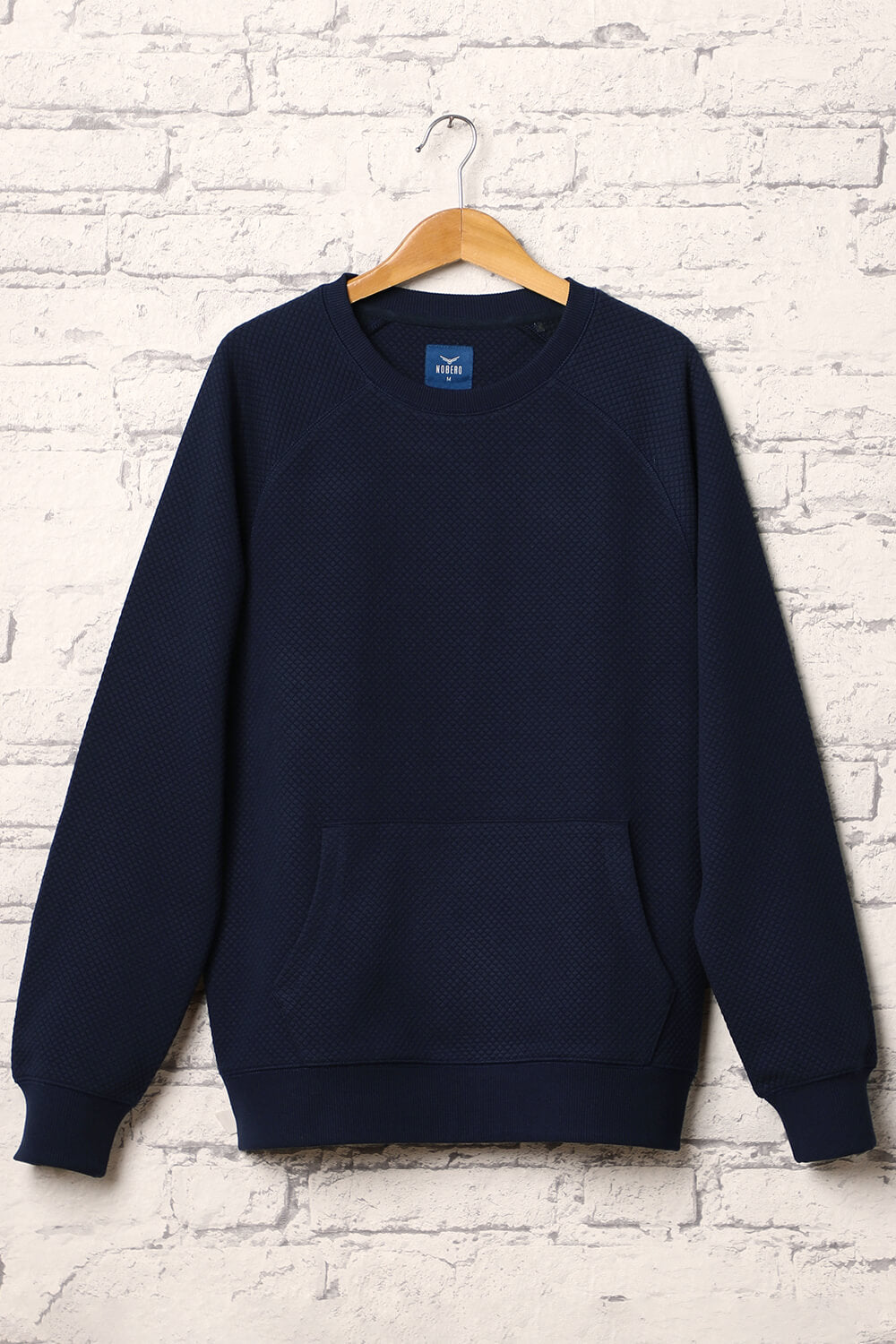 Midnight Blue Checked Quilted Sweatshirt