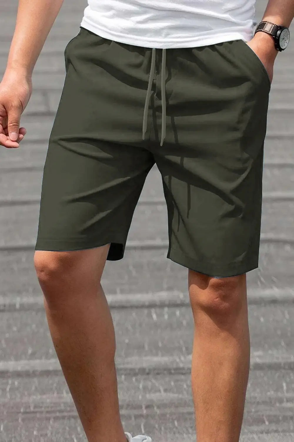 Grey Melange Zip Pocket Shorts Nobero