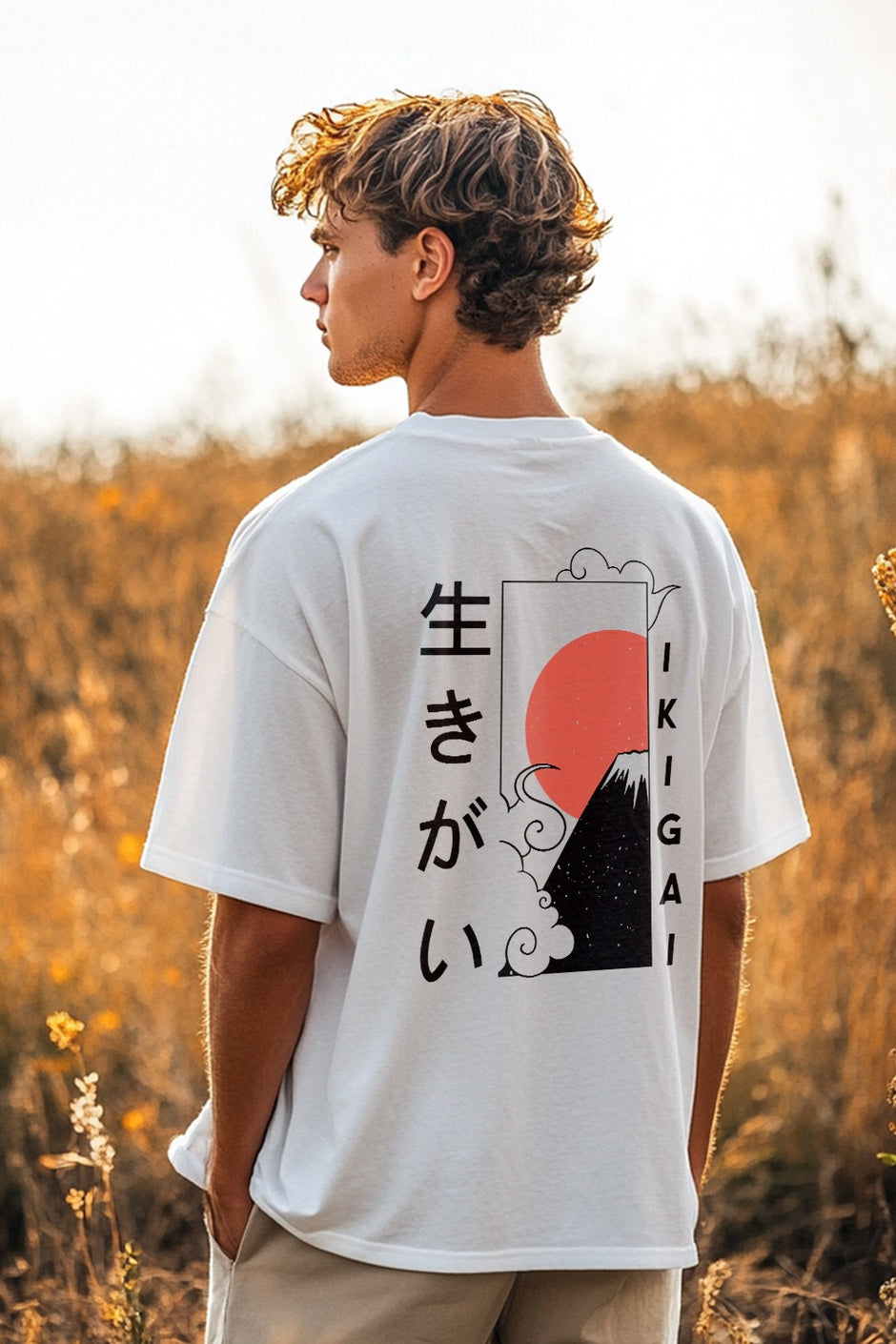 IKASU Campus Oversized T-shirt - White/Aubergine