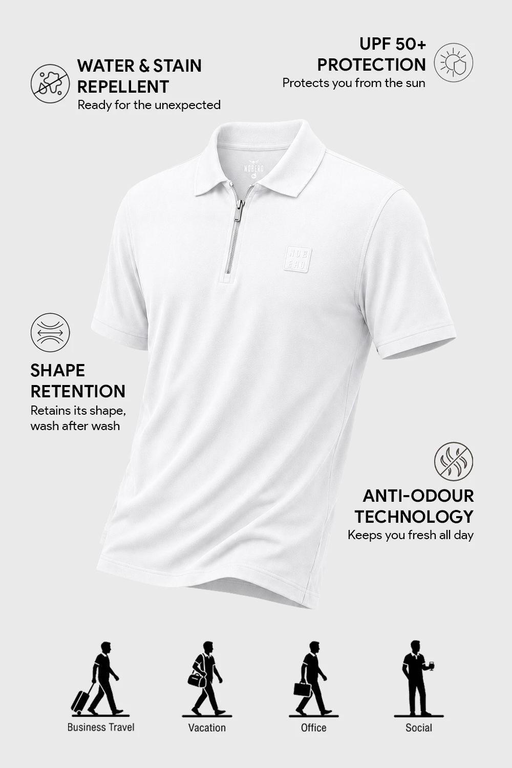Travel Zip Polo T-Shirt