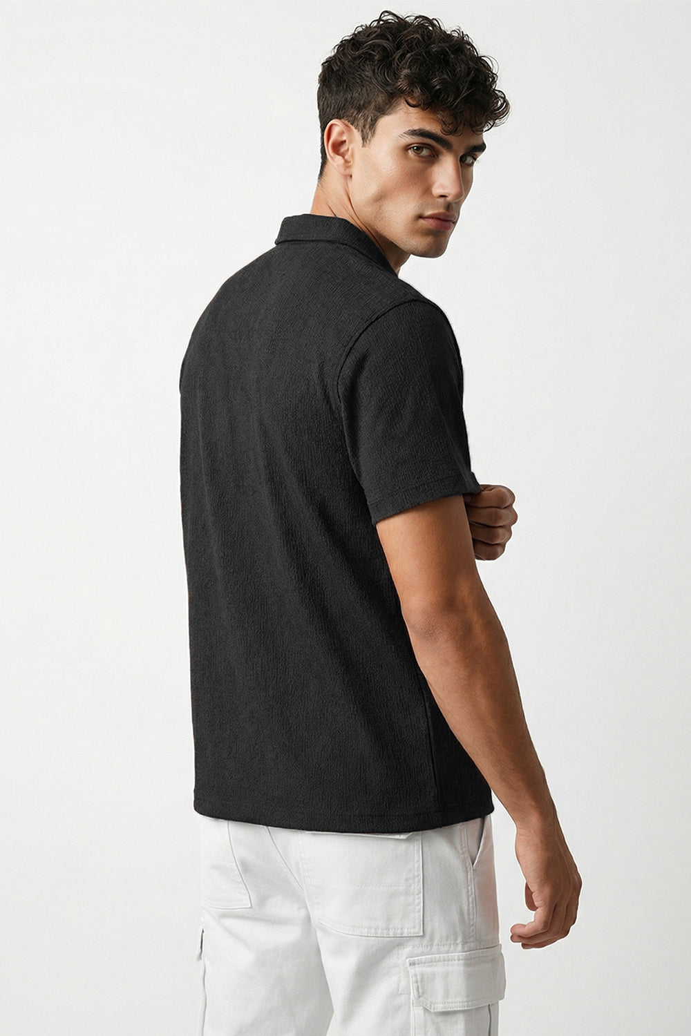 Stand Collar Knitted Shirt