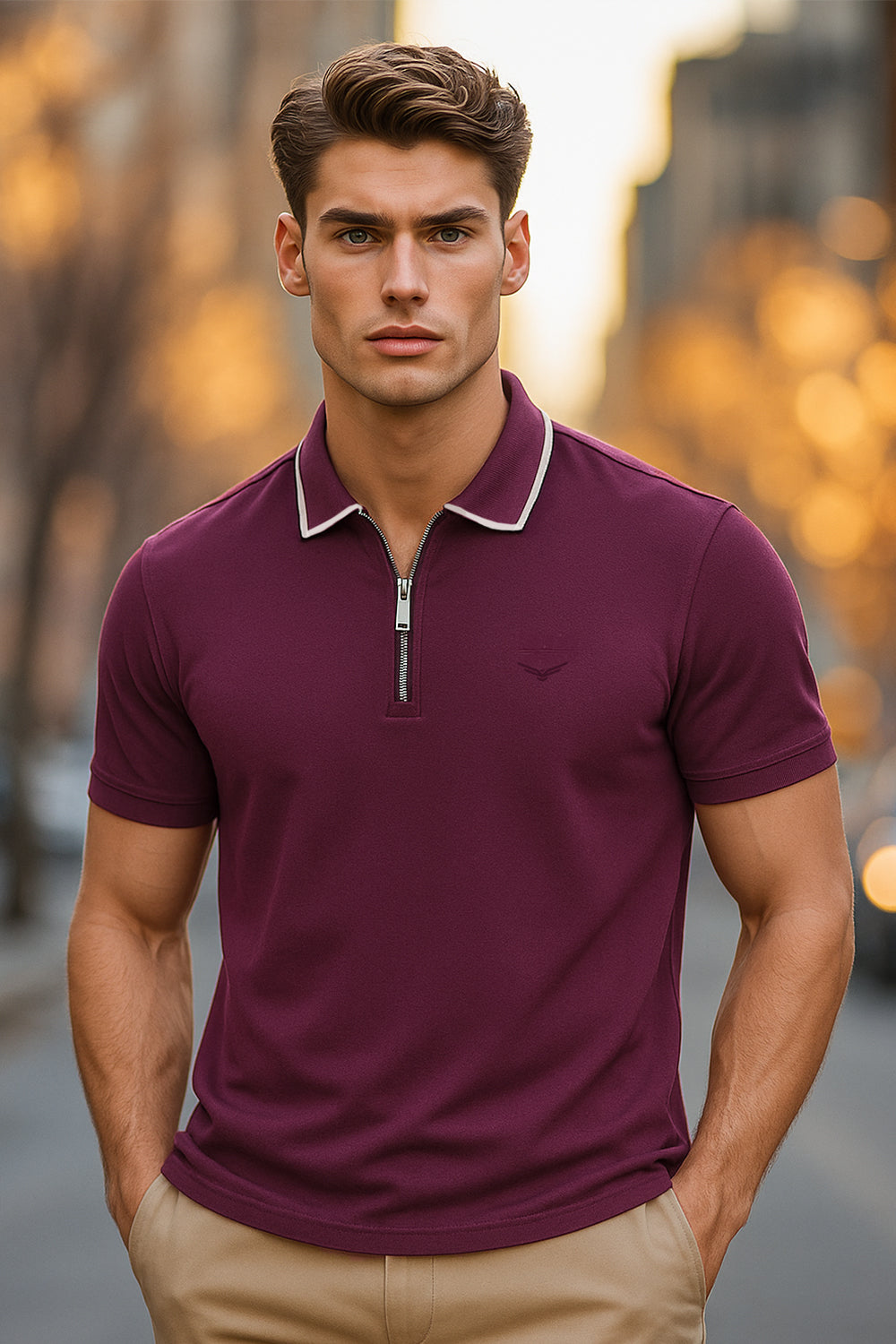 Zip Collar Polo T-Shirt