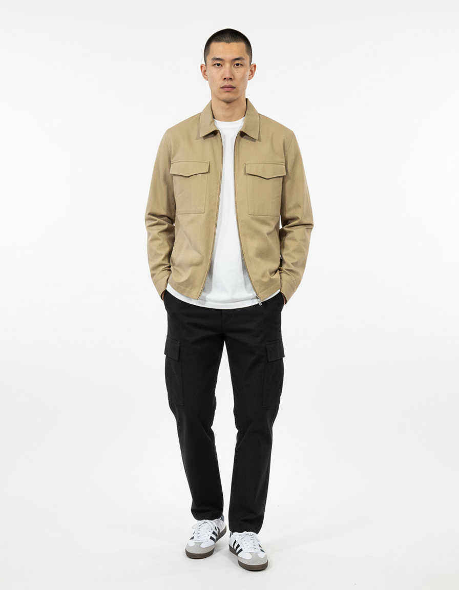 Zip Open Cotton Twill Jacket