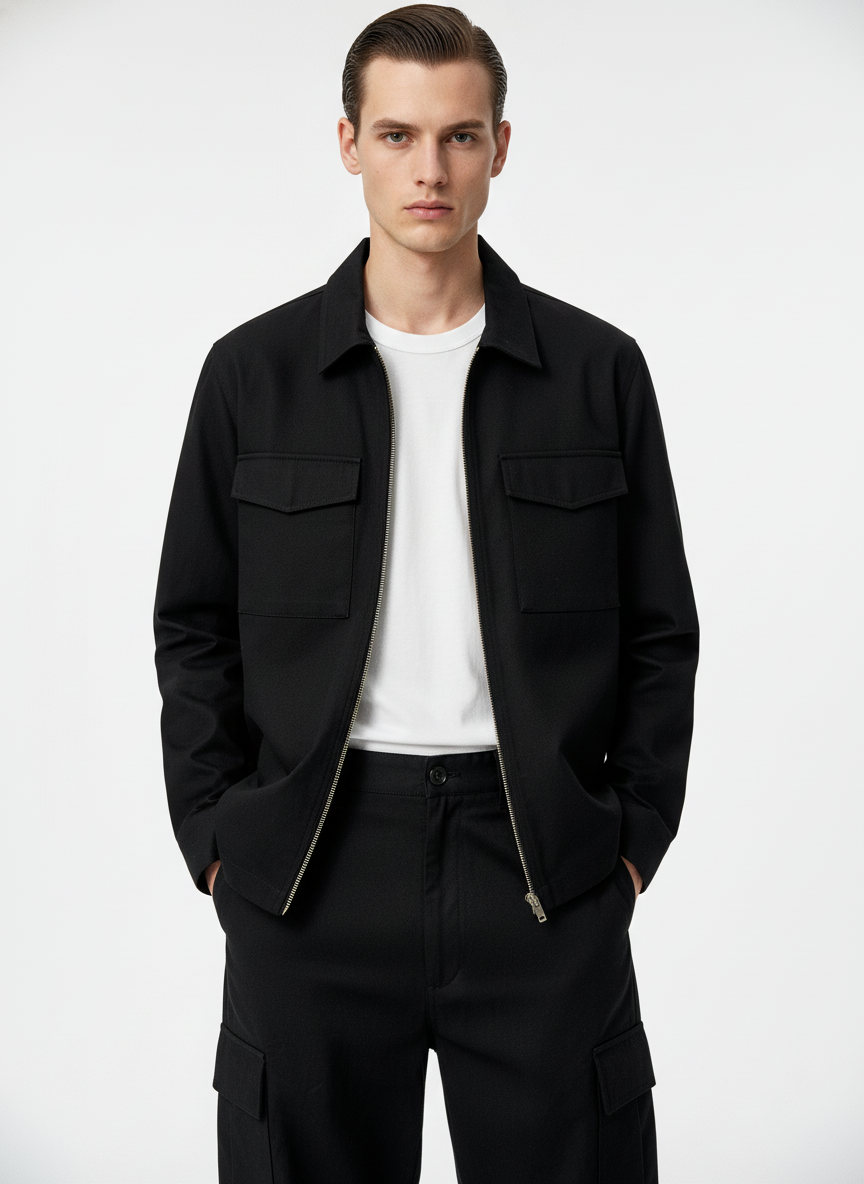 Zip Open Cotton Twill Jacket