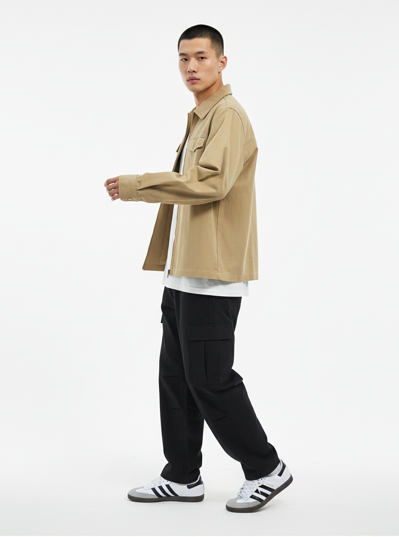 Zip Open Cotton Twill Jacket