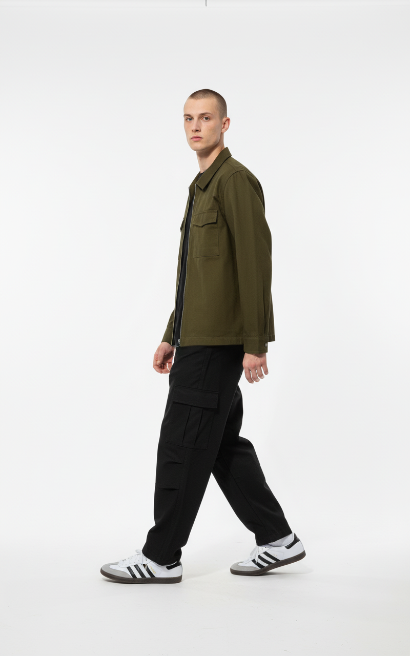 Zip Open Cotton Twill Jacket