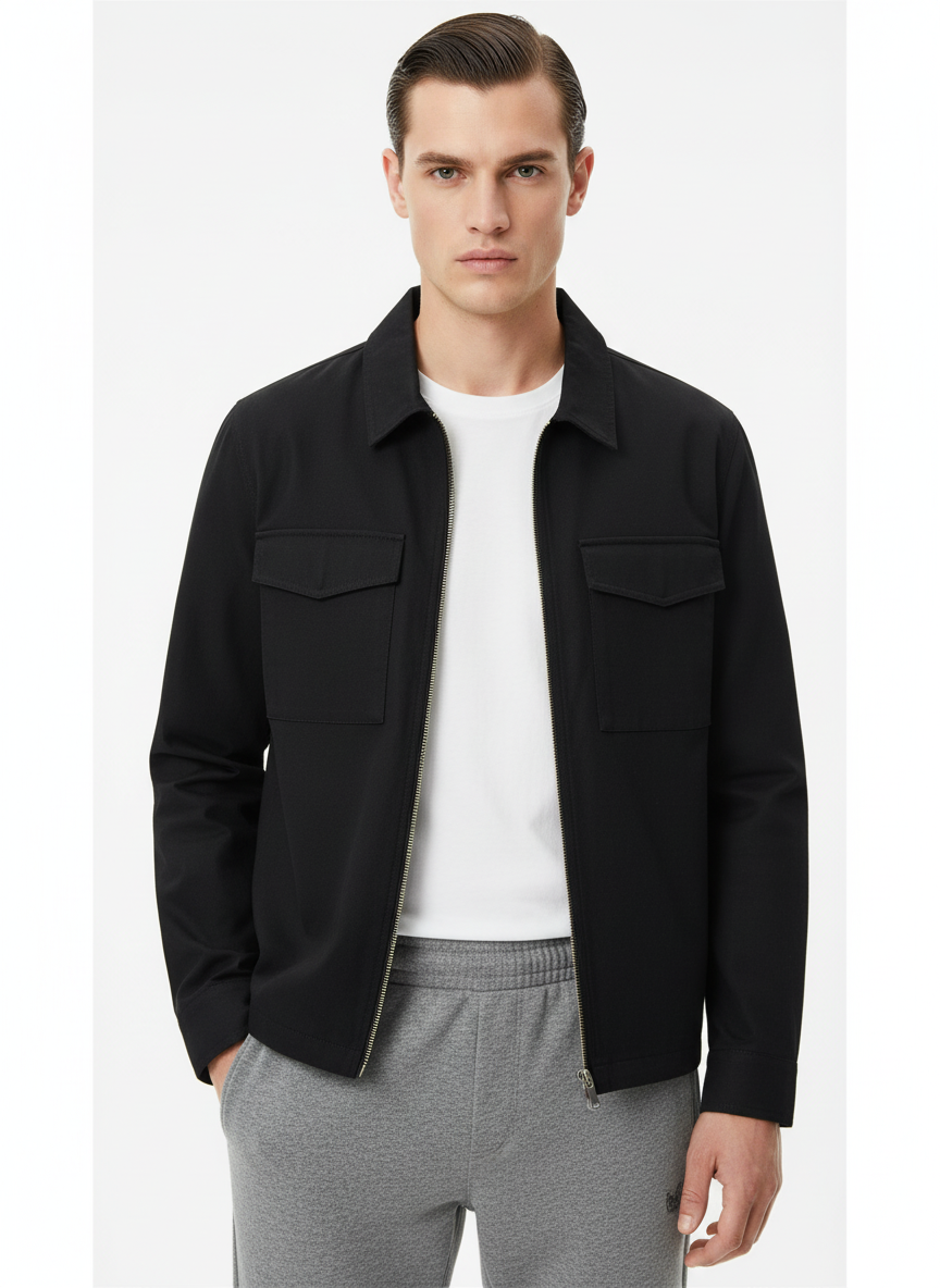 Zip Open Cotton Twill Jacket