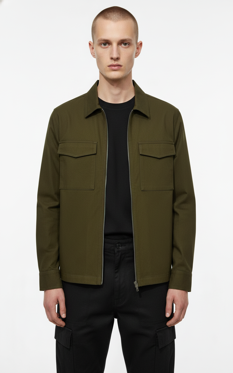 Zip Open Cotton Twill Jacket