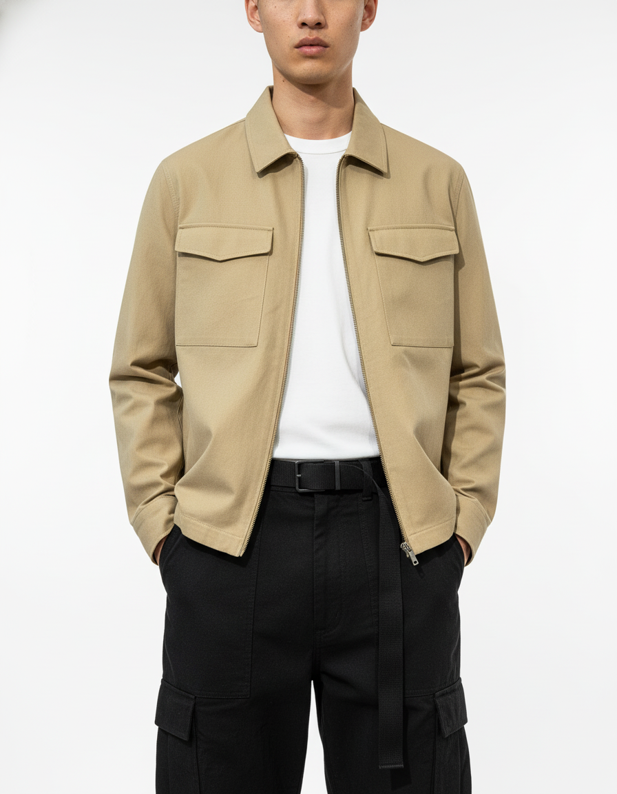 Zip Open Cotton Twill Jacket