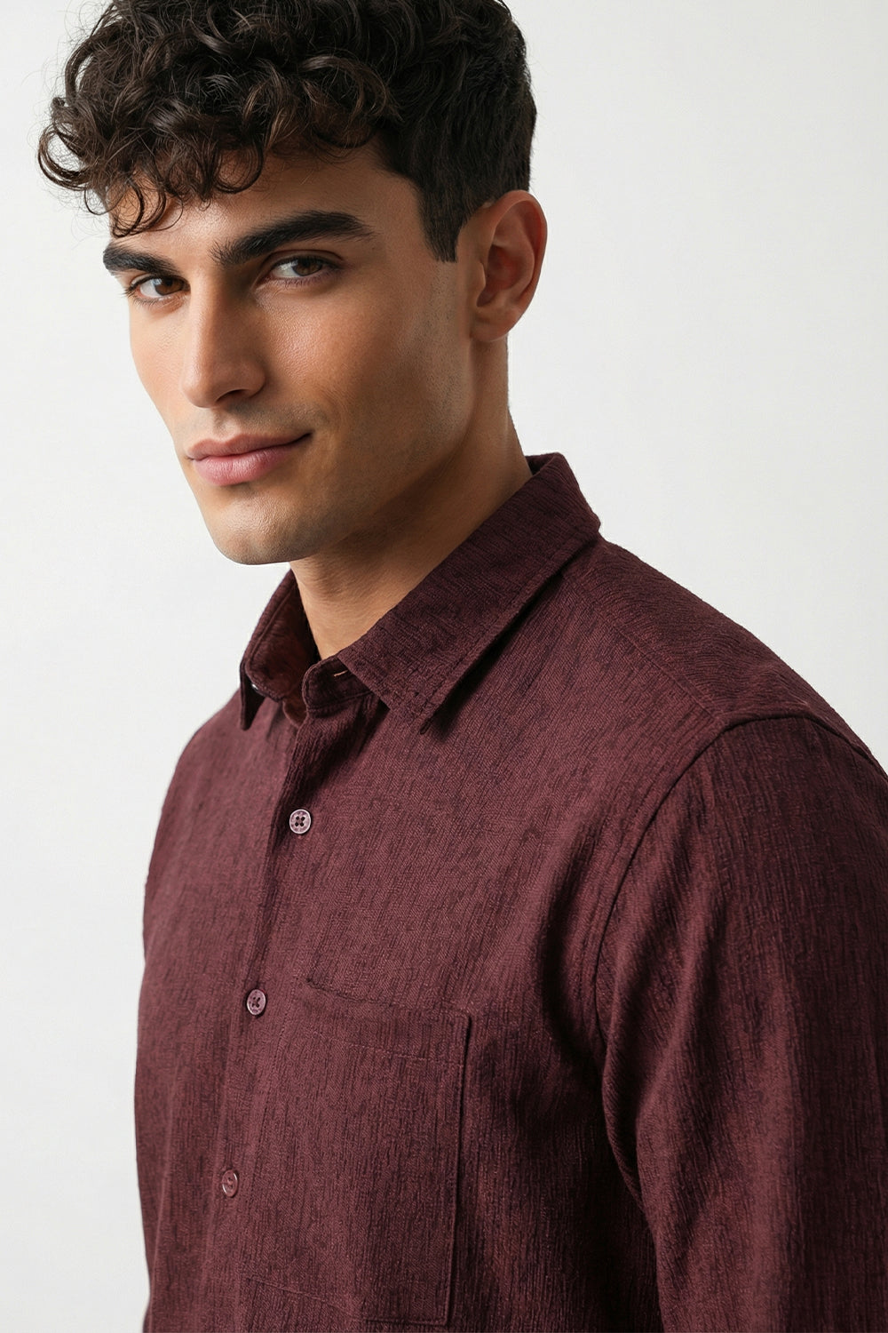 Stand Collar Knitted Shirt