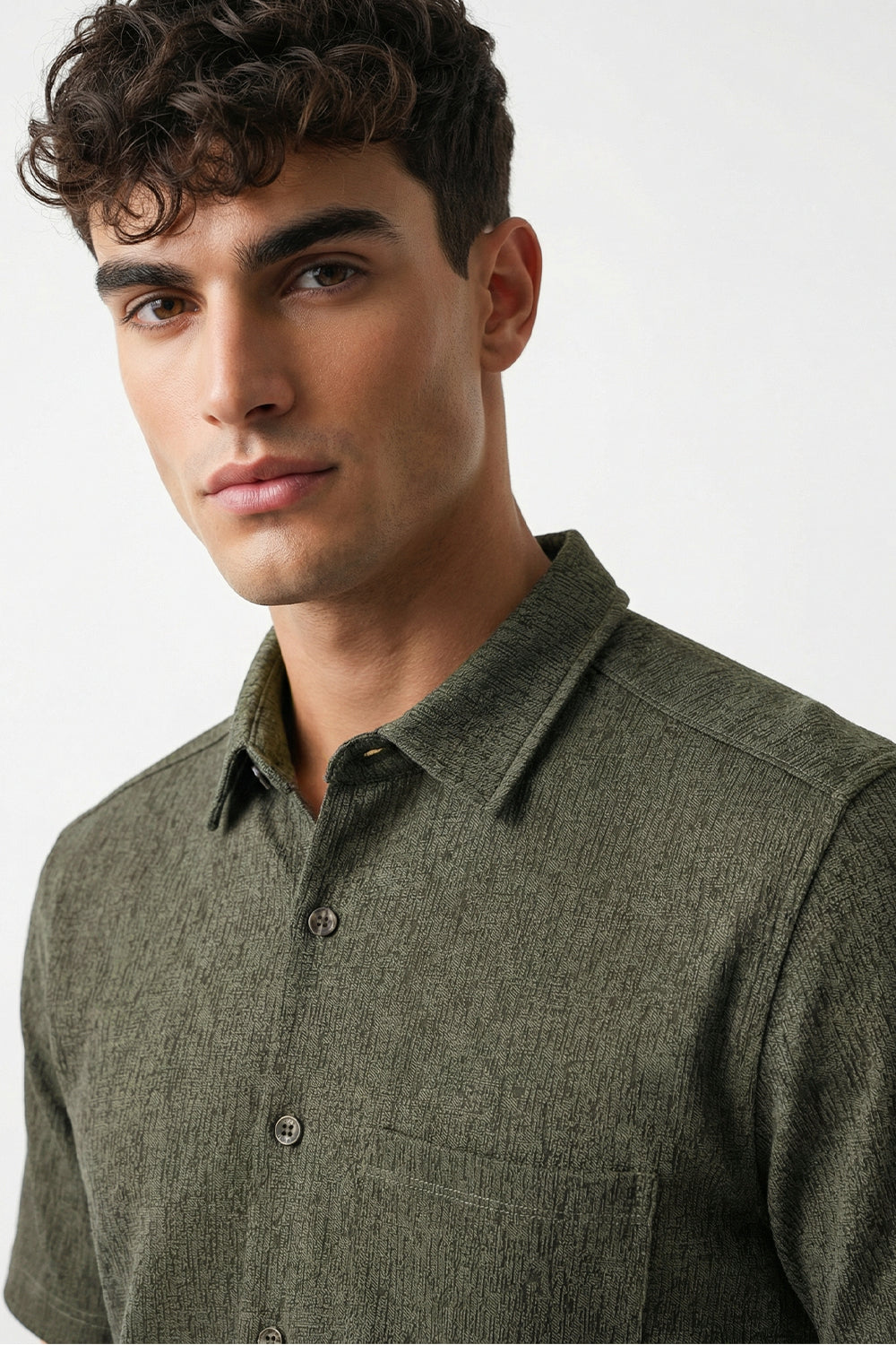 Stand Collar Knitted Shirt