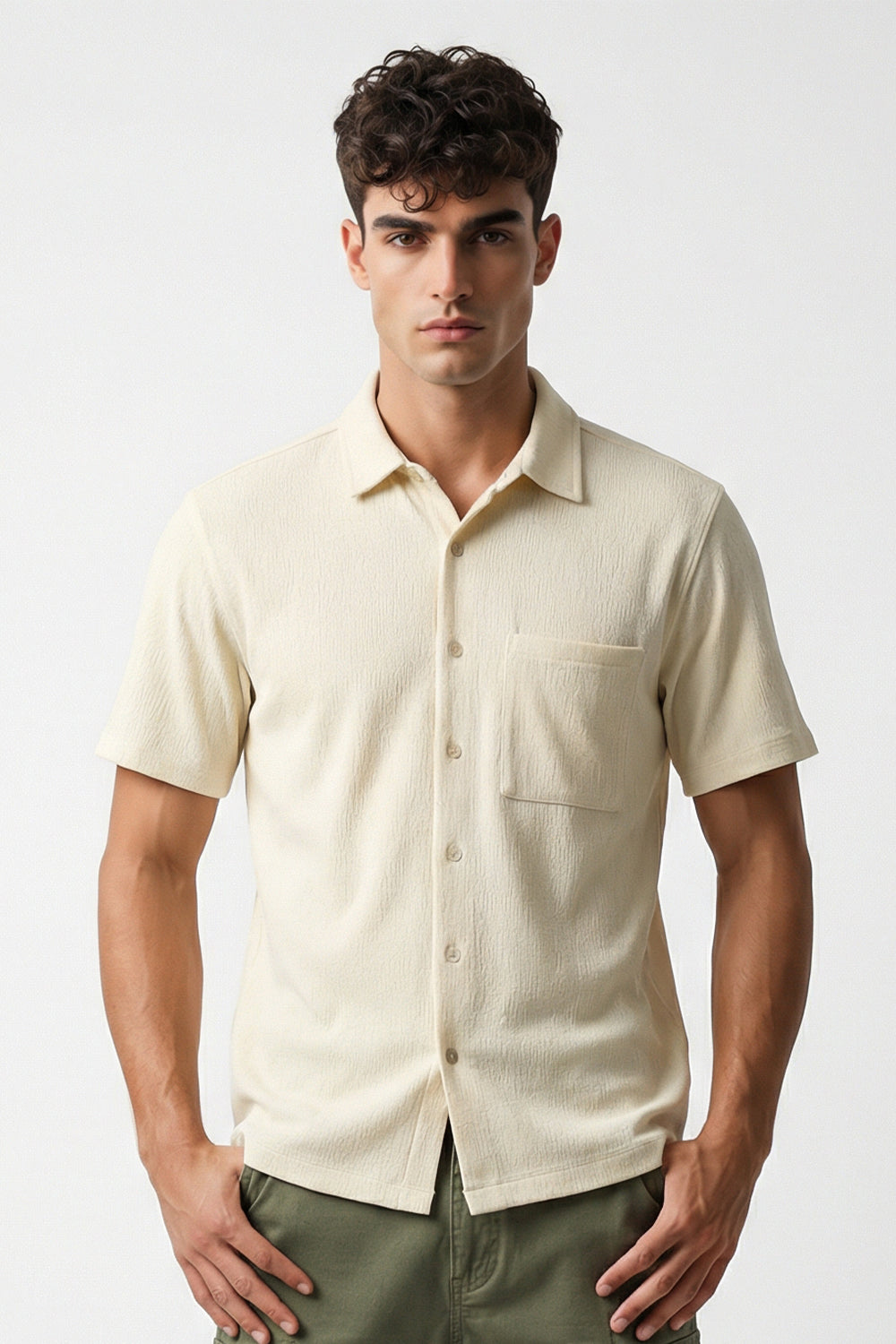 Stand Collar Knitted Shirt