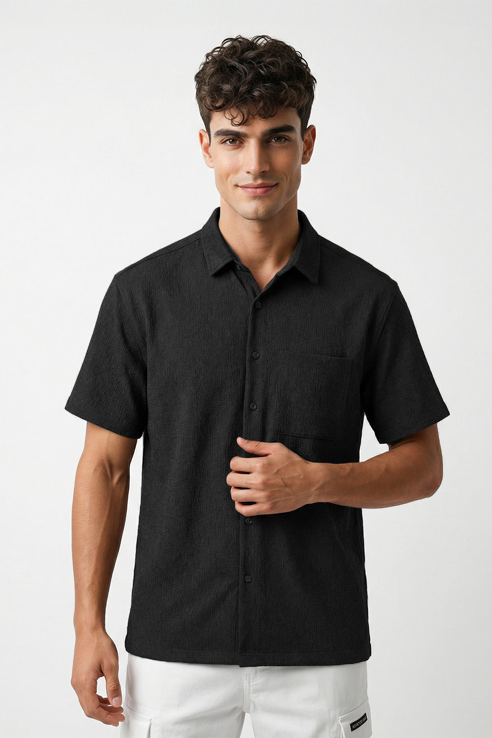 Stand Collar Knitted Shirt