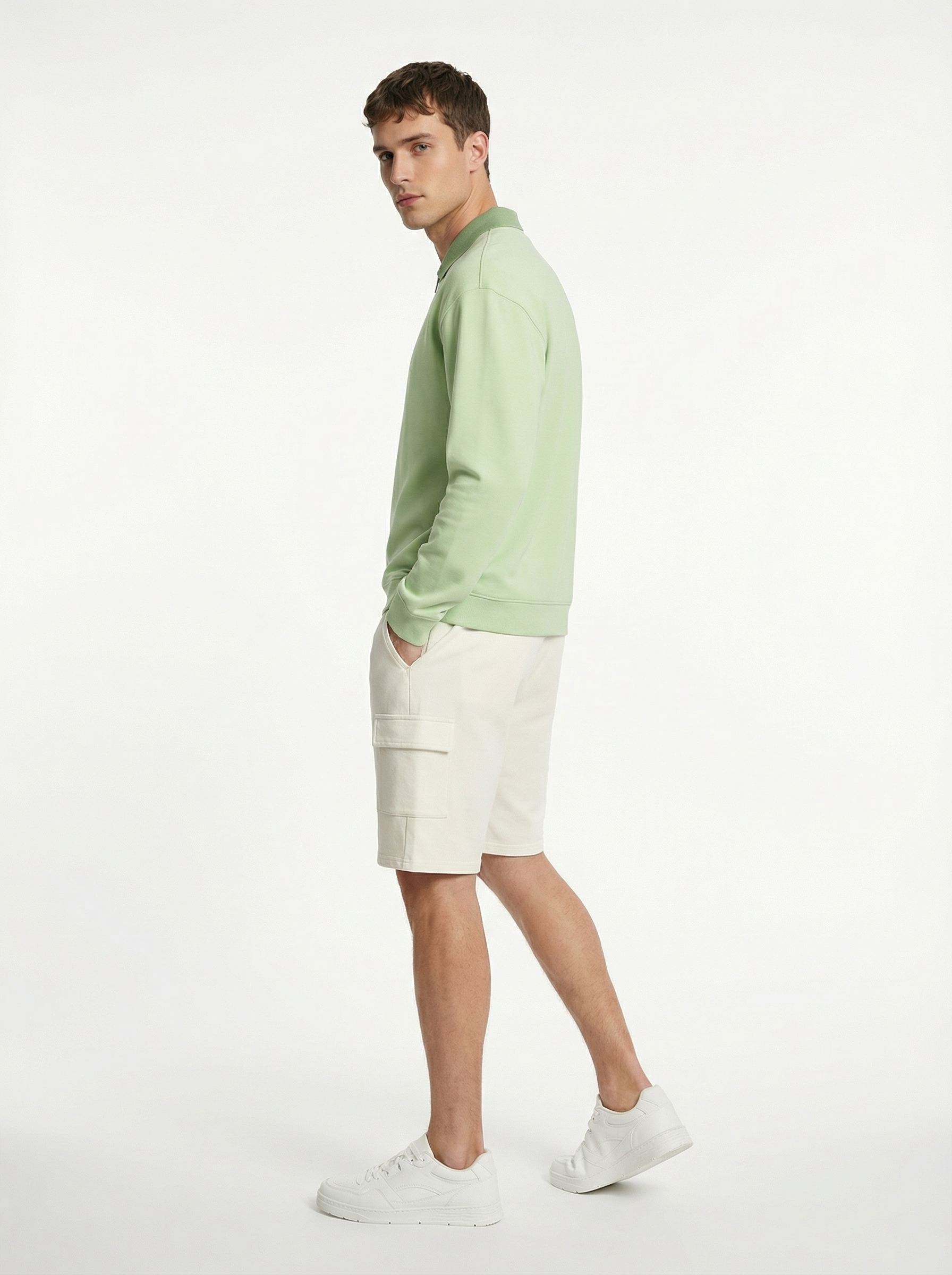 Quarter Zip Full Sleeve Polo T-Shirt