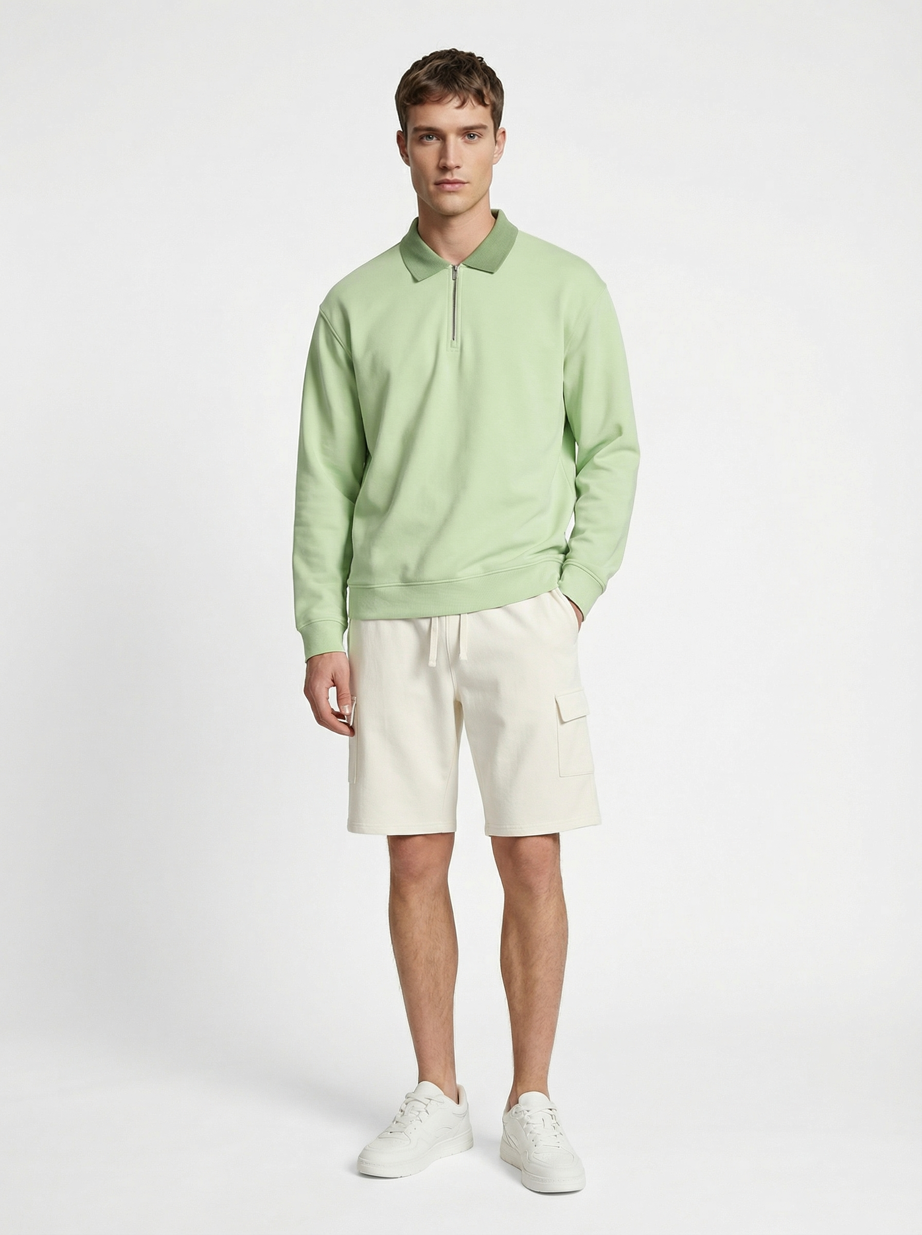 Quarter Zip Full Sleeve Polo T-Shirt