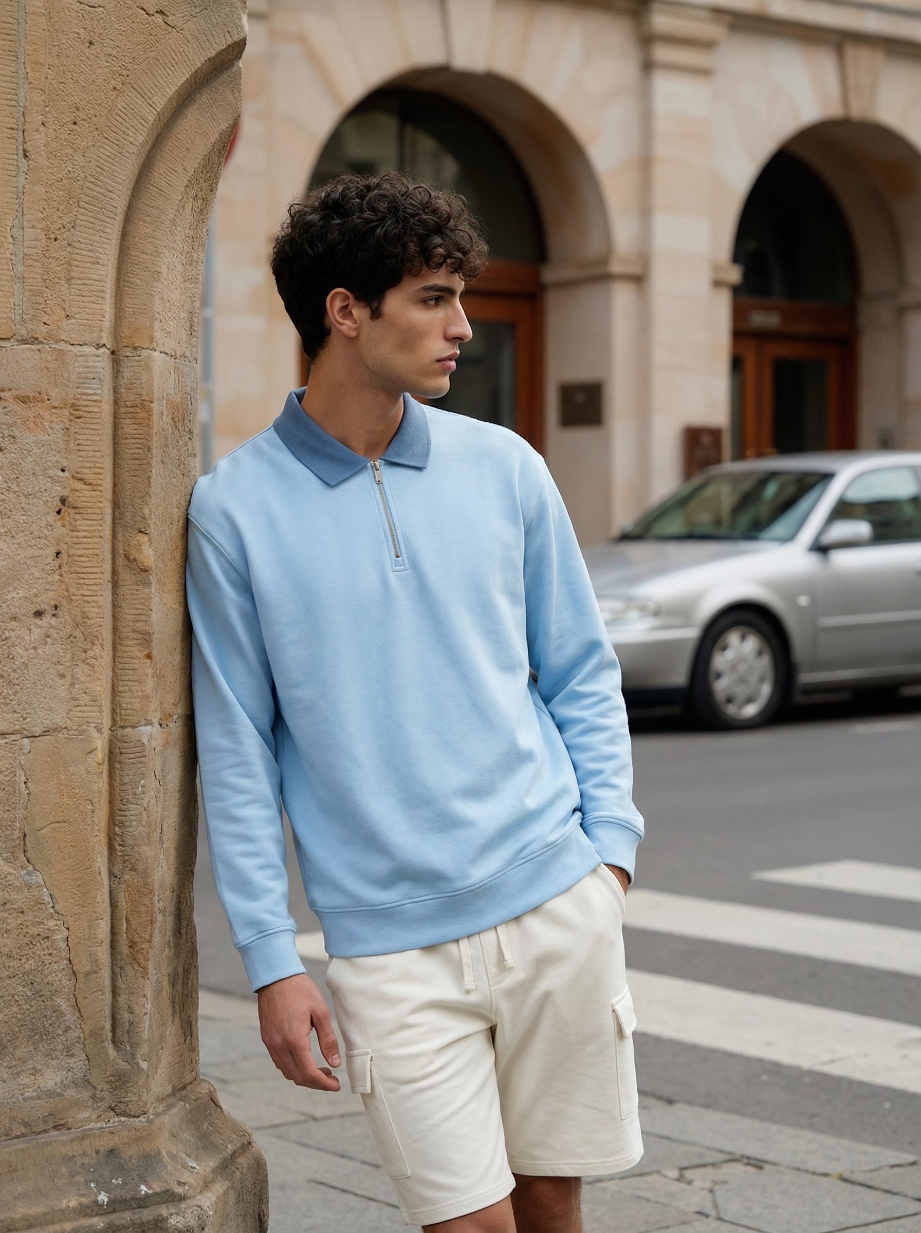 Quarter Zip Full Sleeve Polo T-Shirt