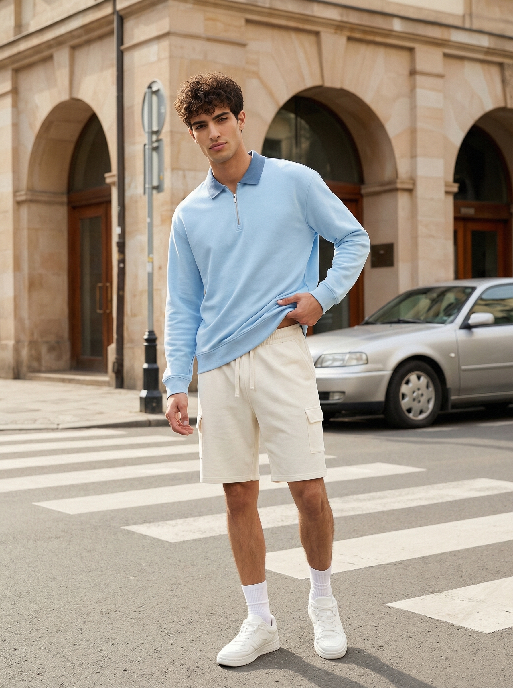 Quarter Zip Full Sleeve Polo T-Shirt