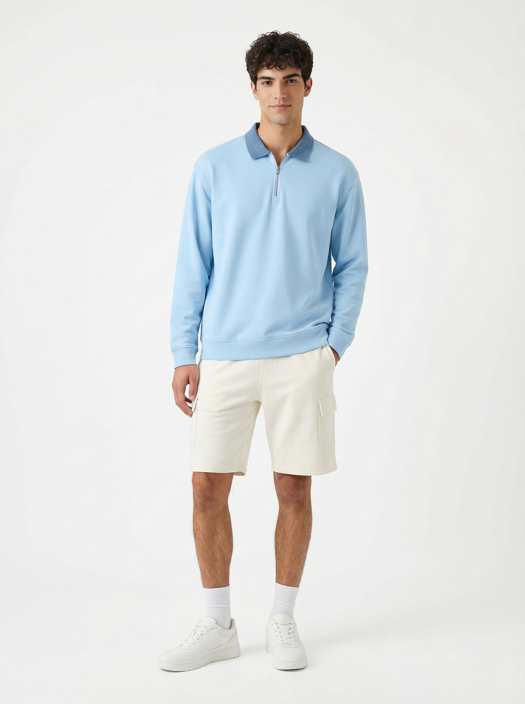 Quarter Zip Full Sleeve Polo T-Shirt