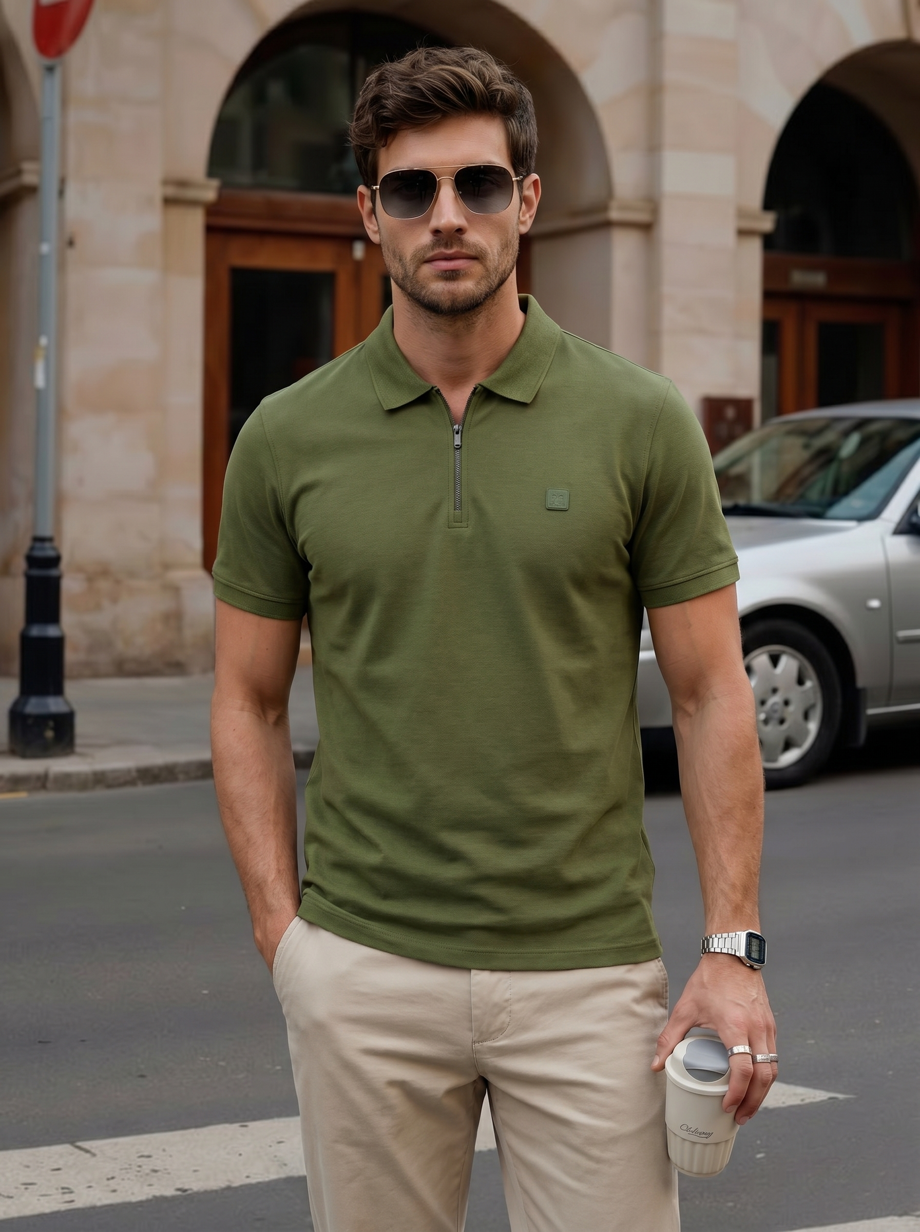 Travel Zip Polo T-Shirt