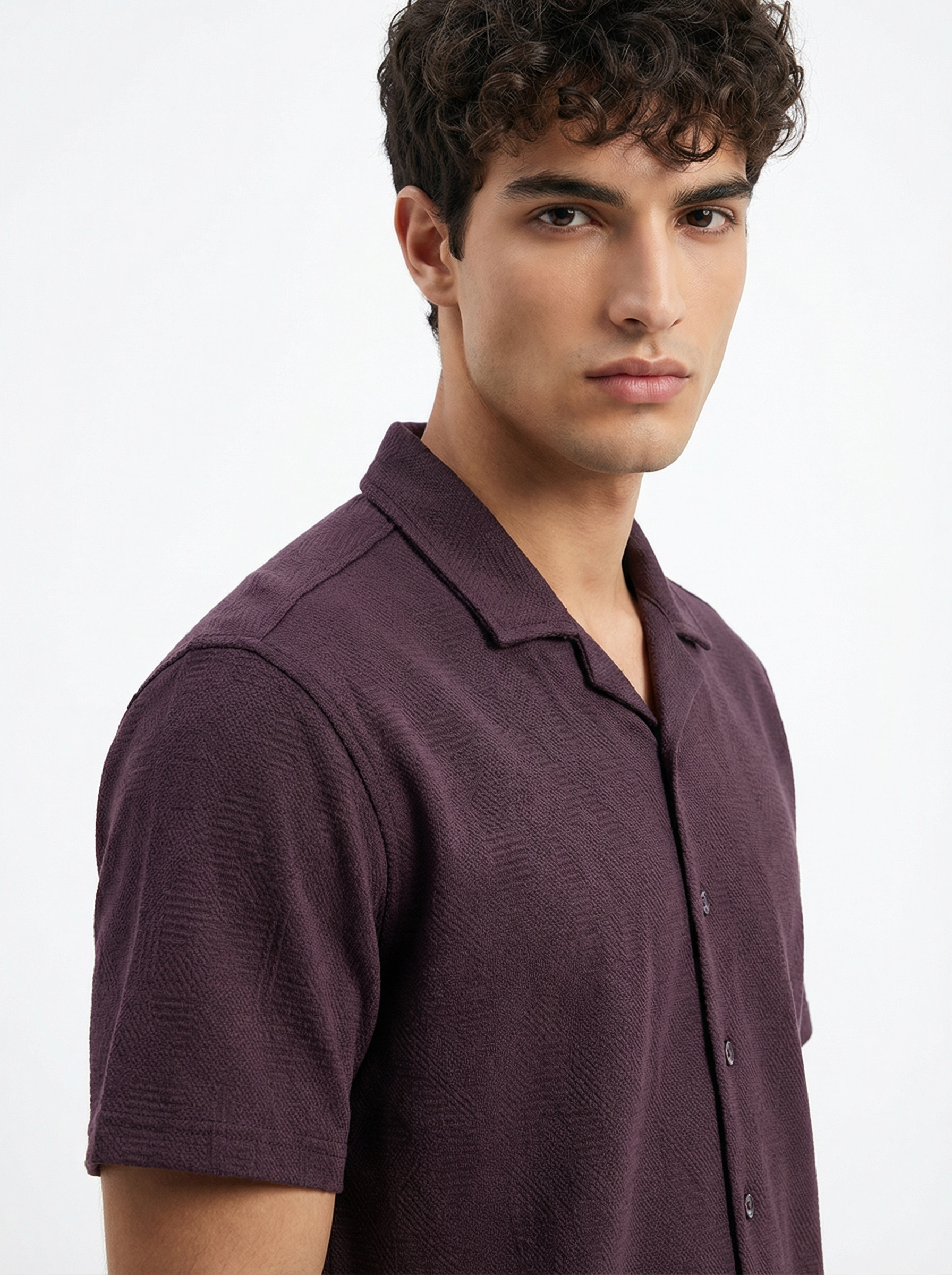 Textured Cuban Collar Shirt