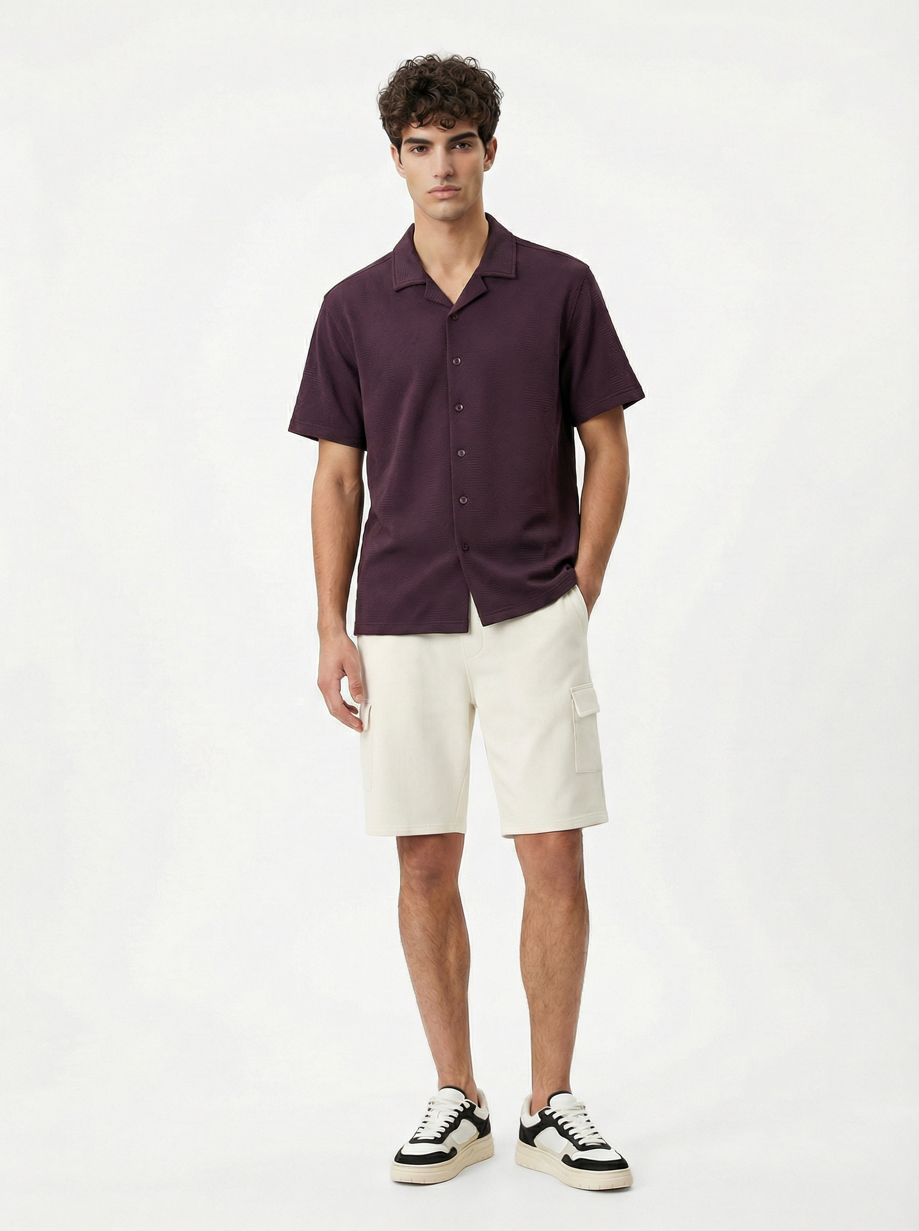 Textured Cuban Collar Shirt