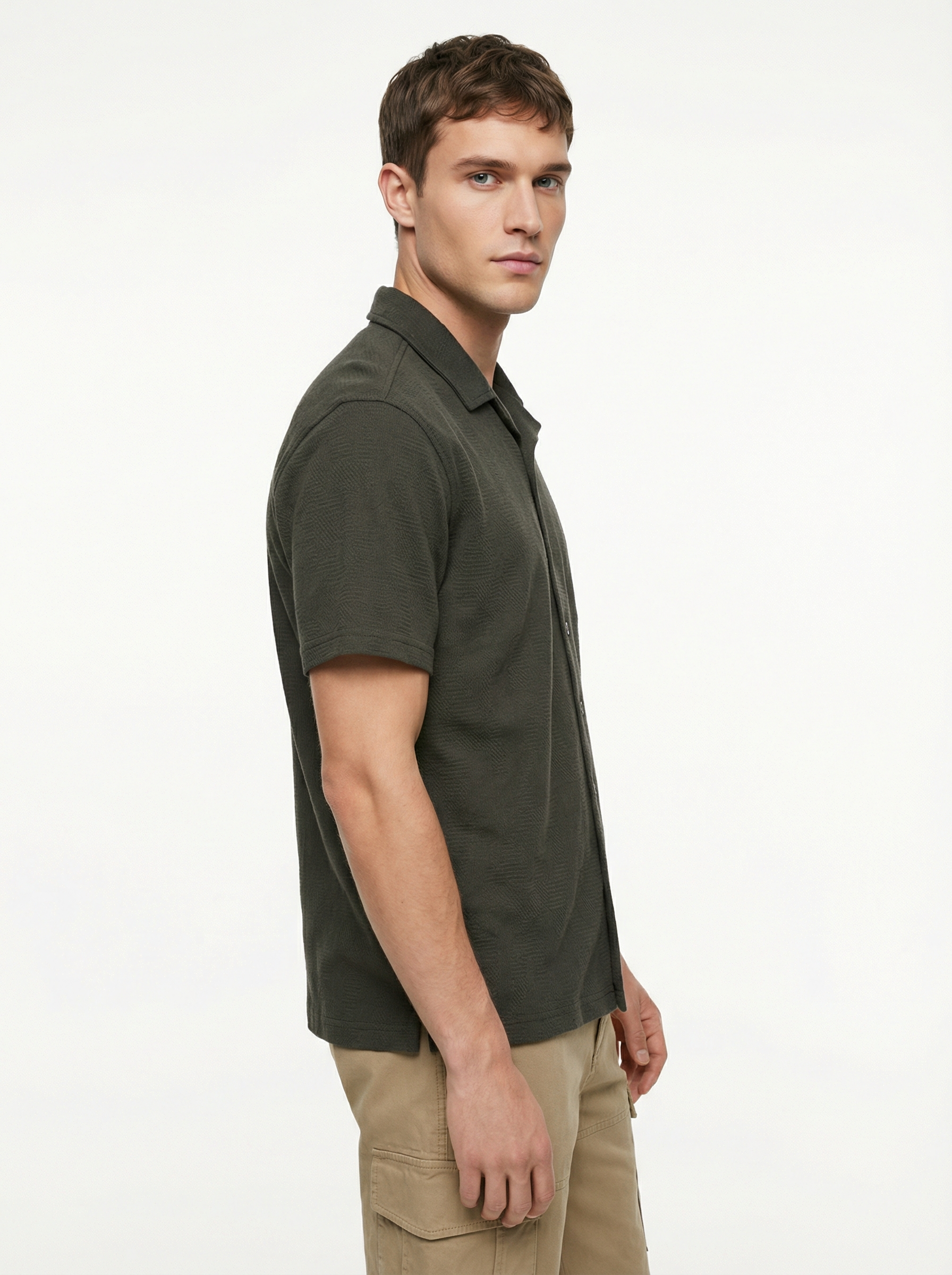 Textured Cuban Collar Shirt