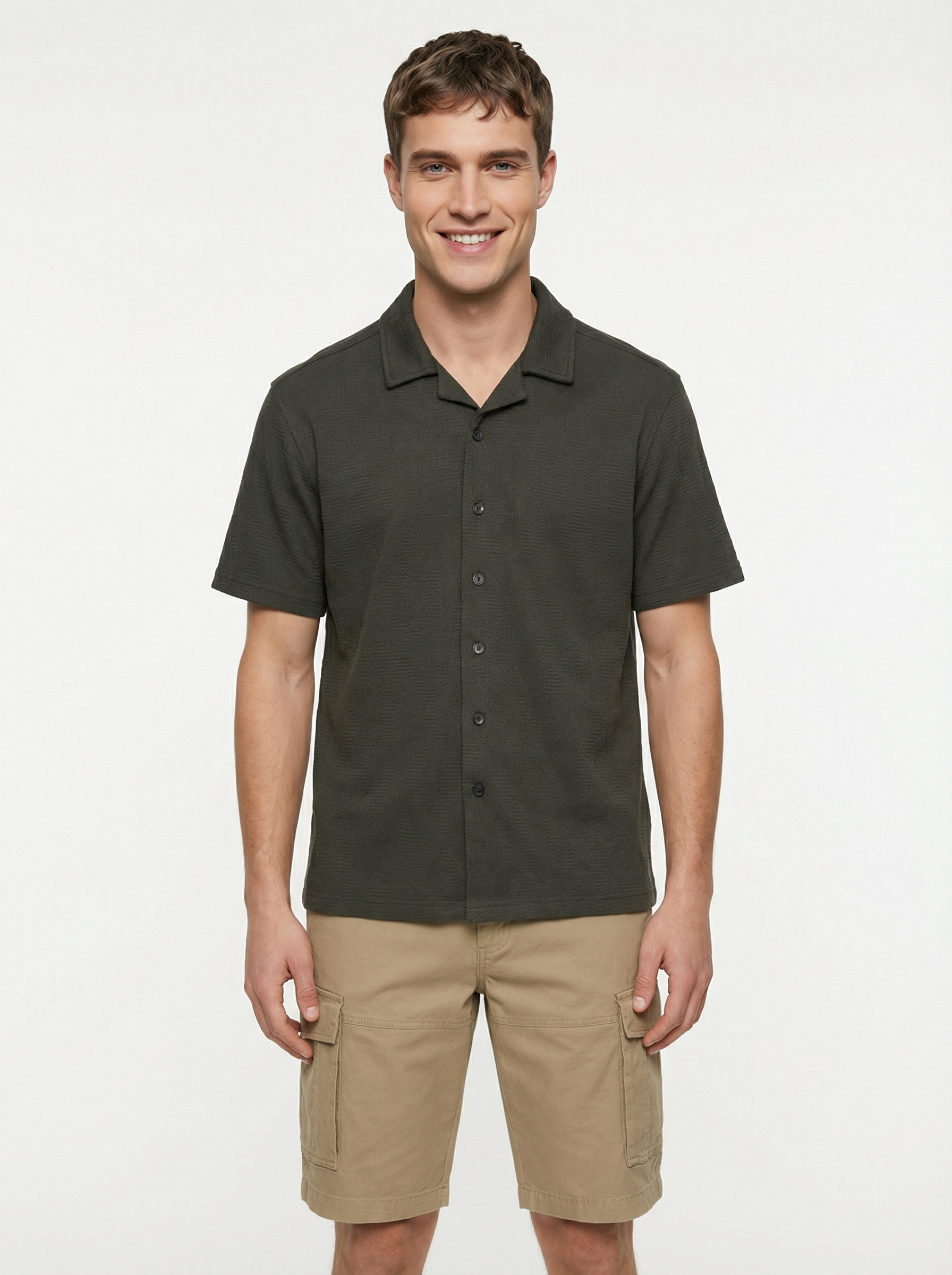 Textured Cuban Collar Shirt