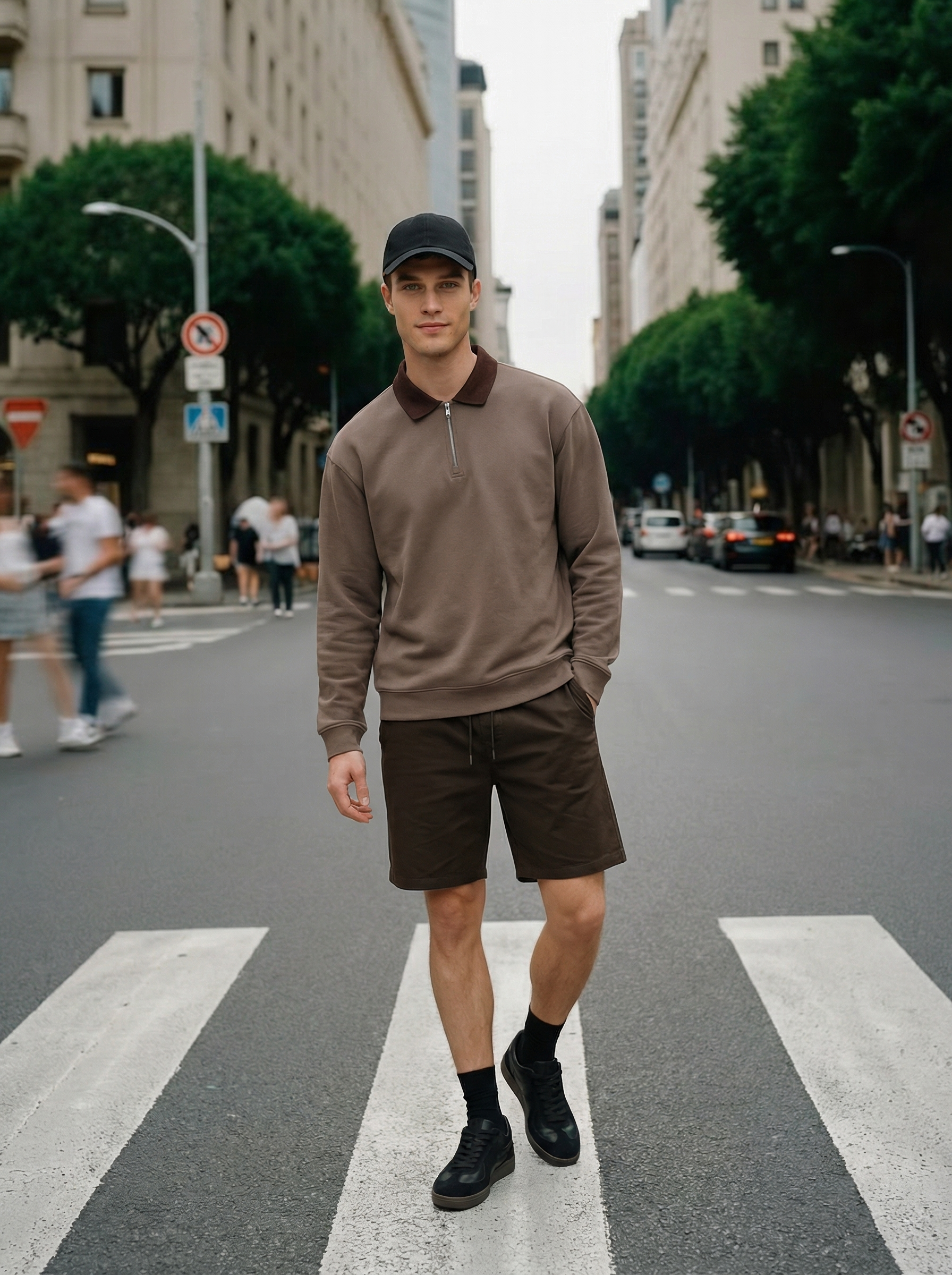 Quarter Zip Full Sleeve Polo T-Shirt
