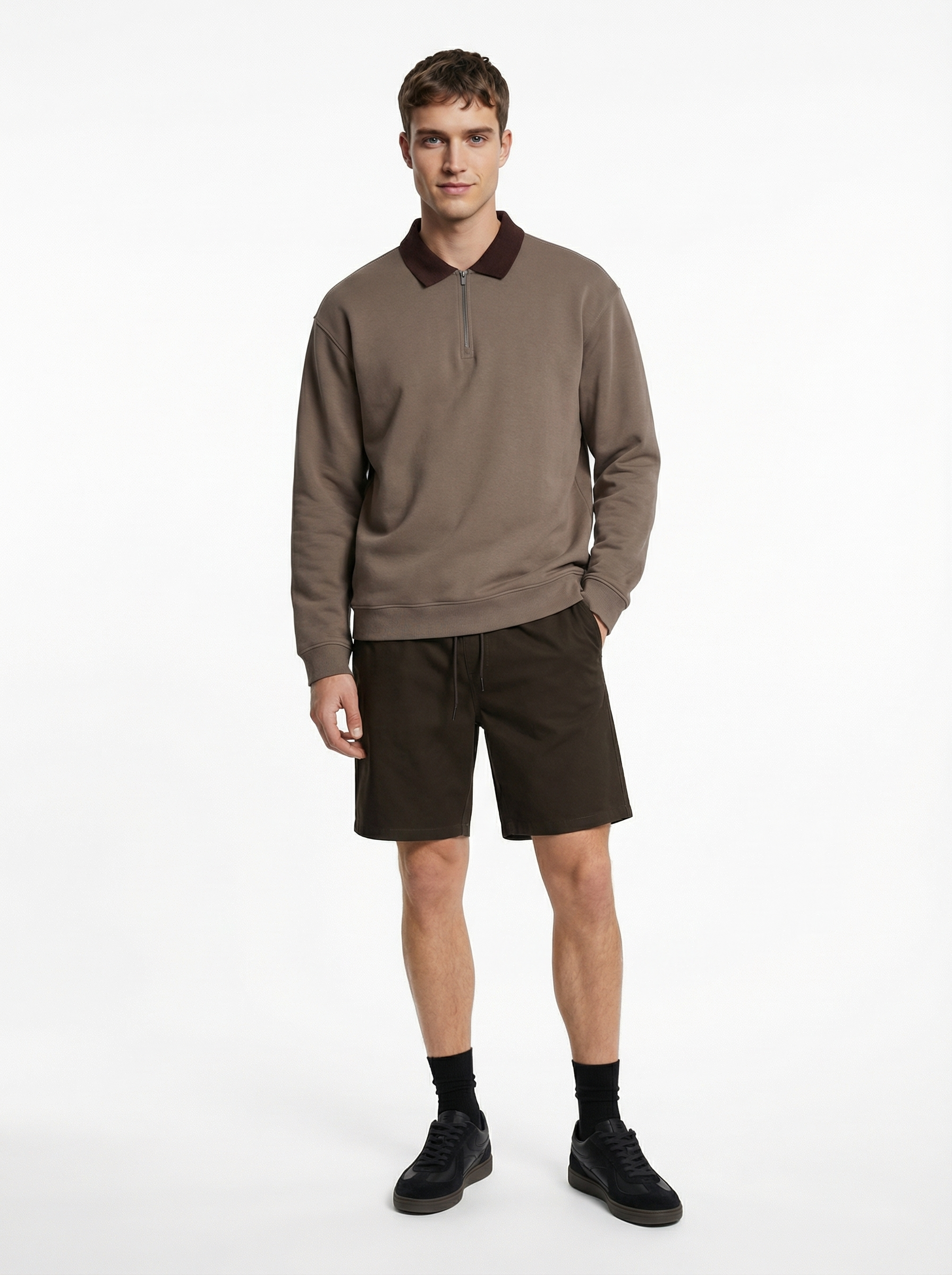 Quarter Zip Full Sleeve Polo T-Shirt
