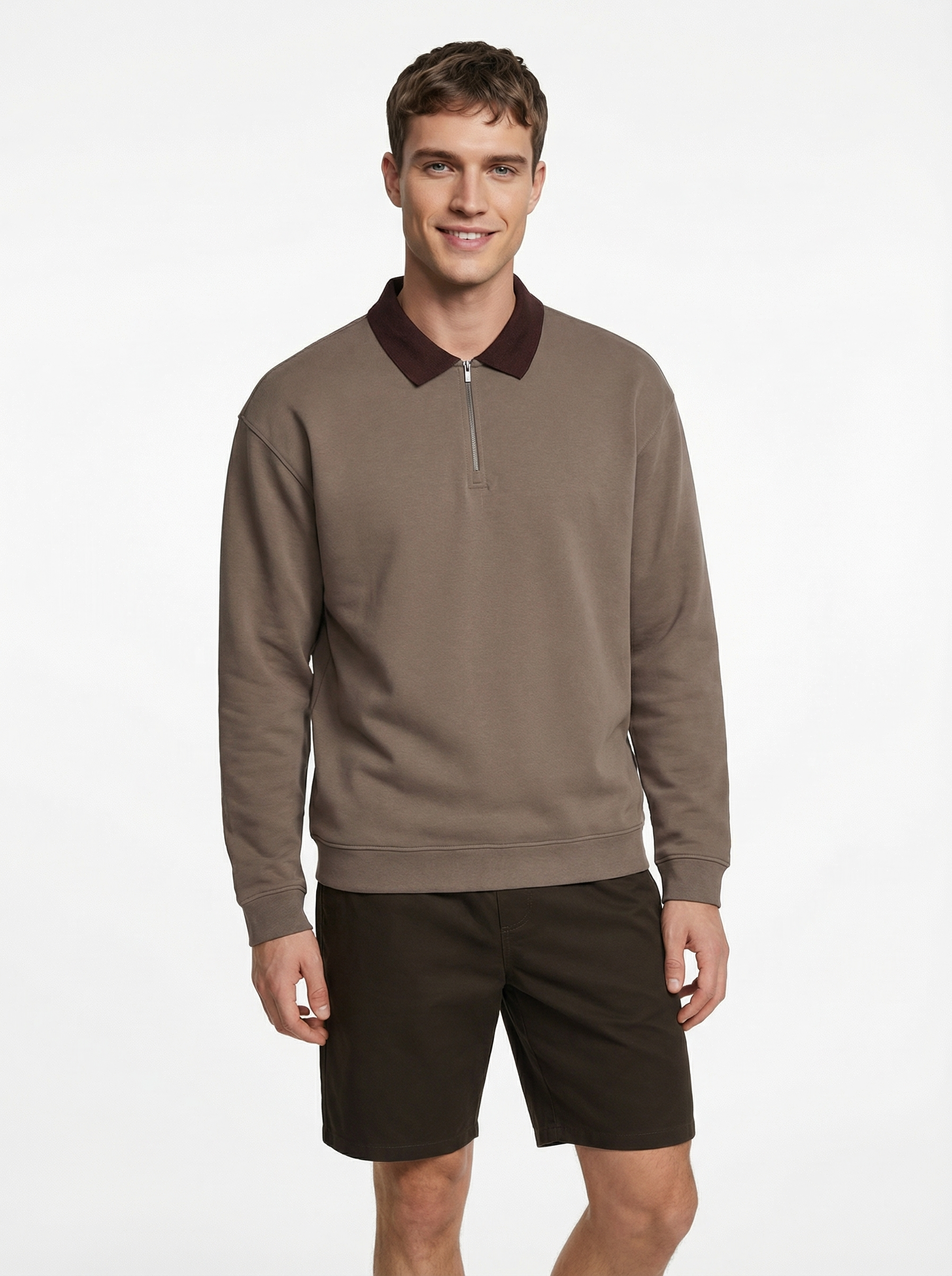 Quarter Zip Full Sleeve Polo T-Shirt