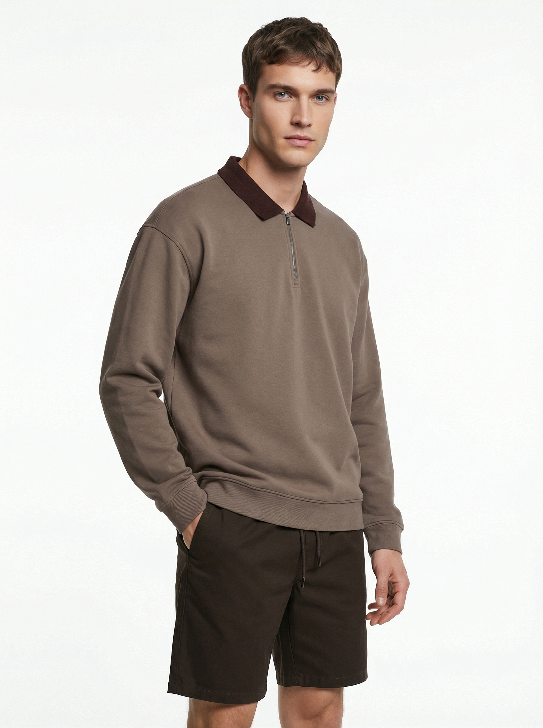 Quarter Zip Full Sleeve Polo T-Shirt