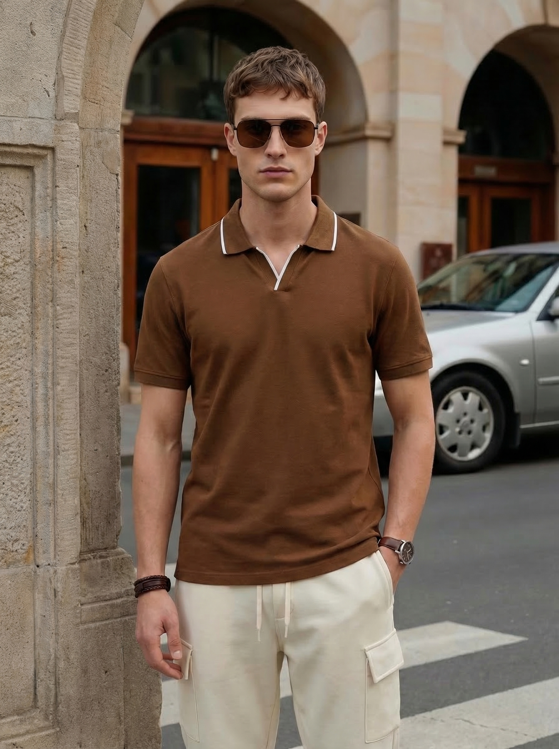 Tipped Johnny Collar Polo