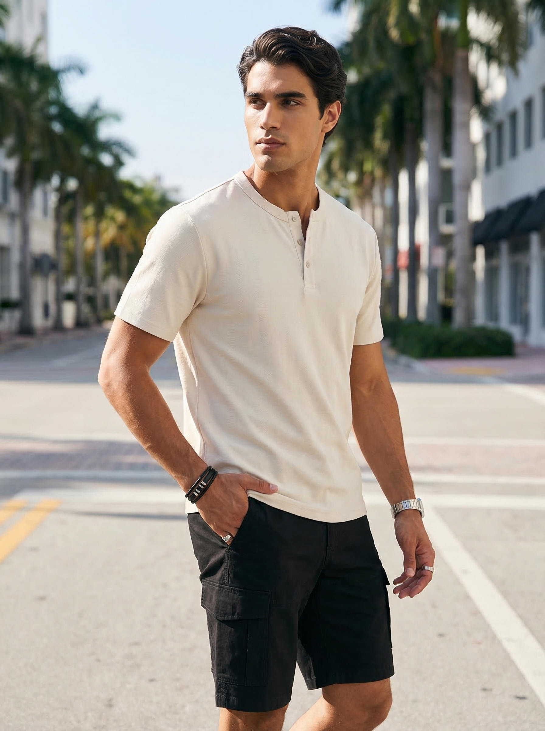 Textured Henley T-Shirt