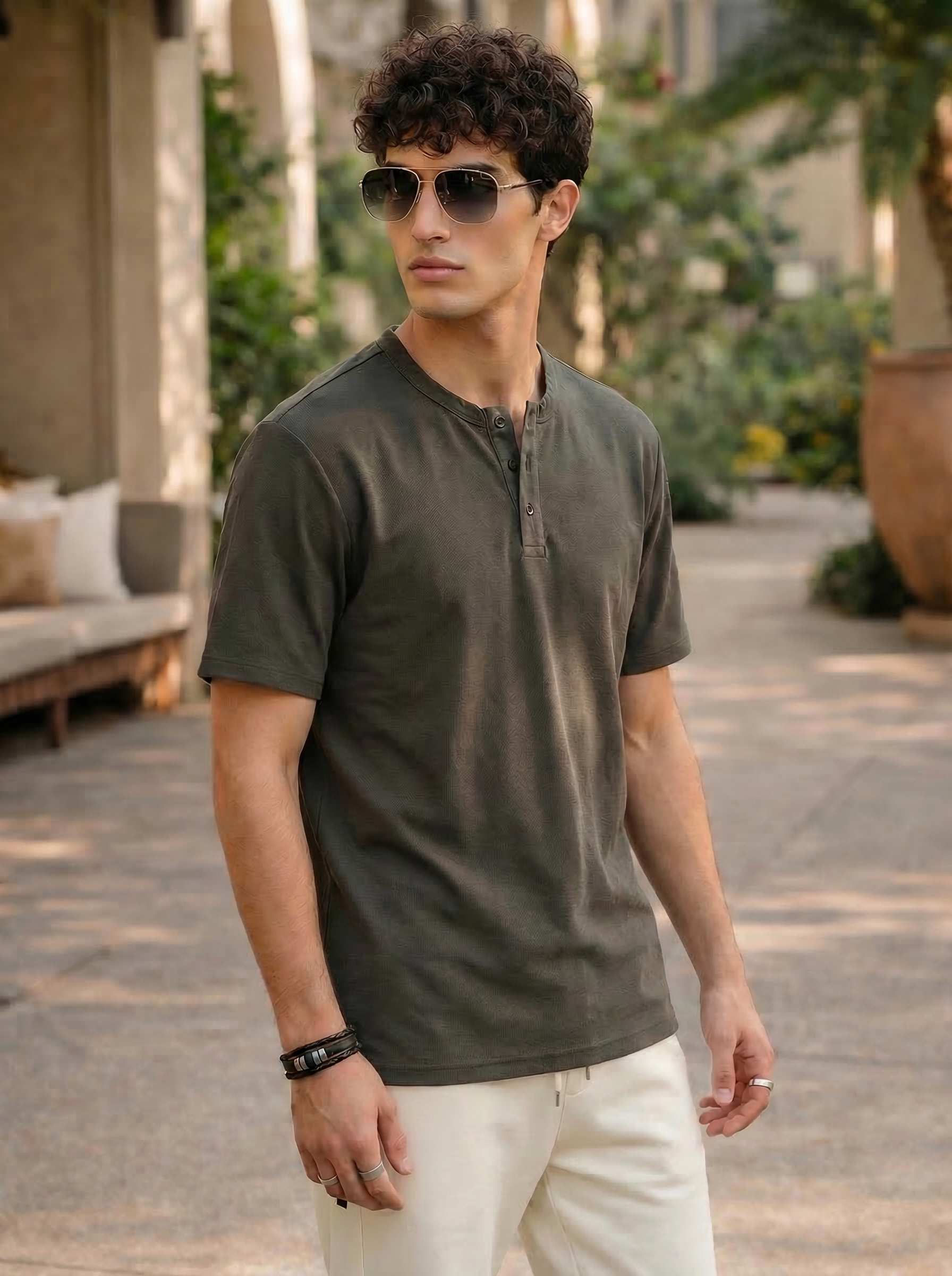 Textured Henley T-Shirt