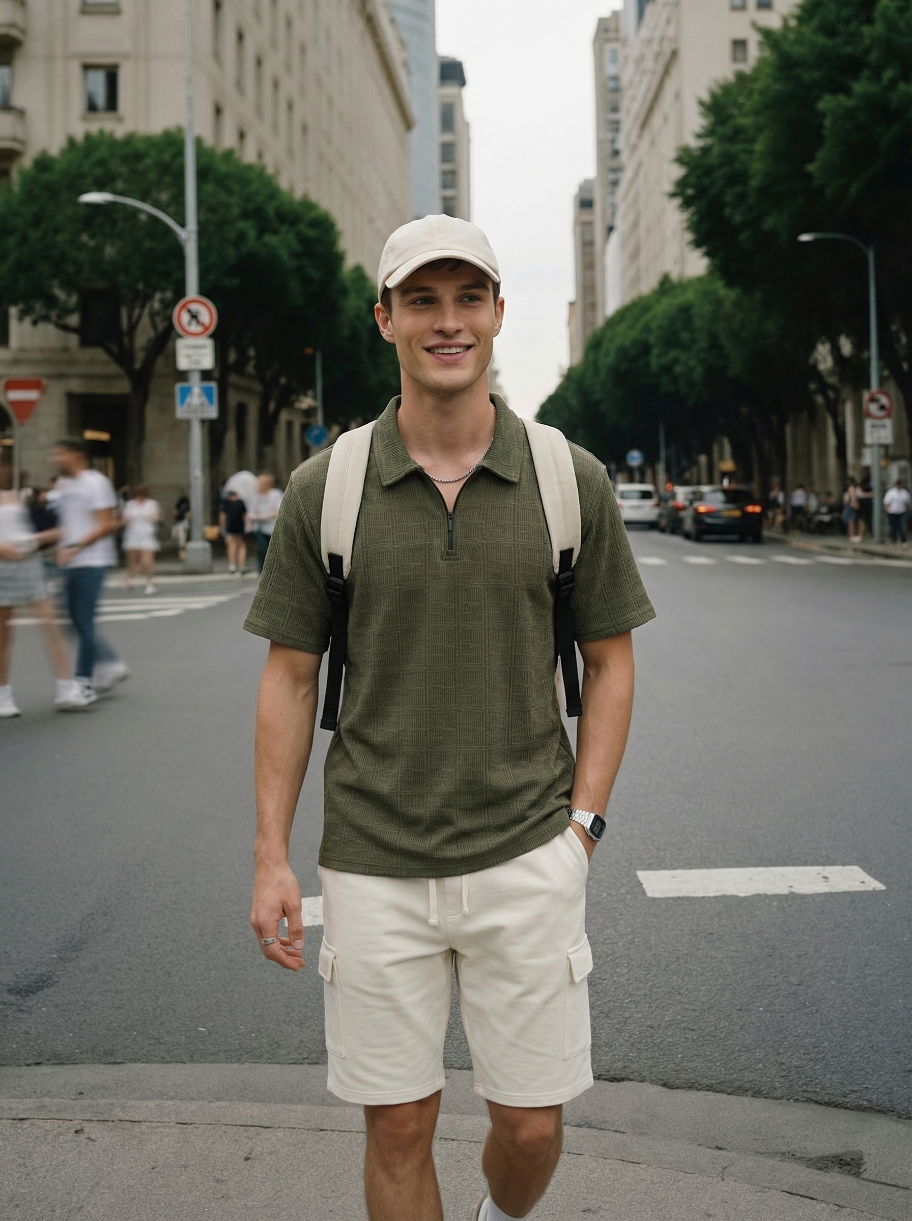 Textured Zip Polo