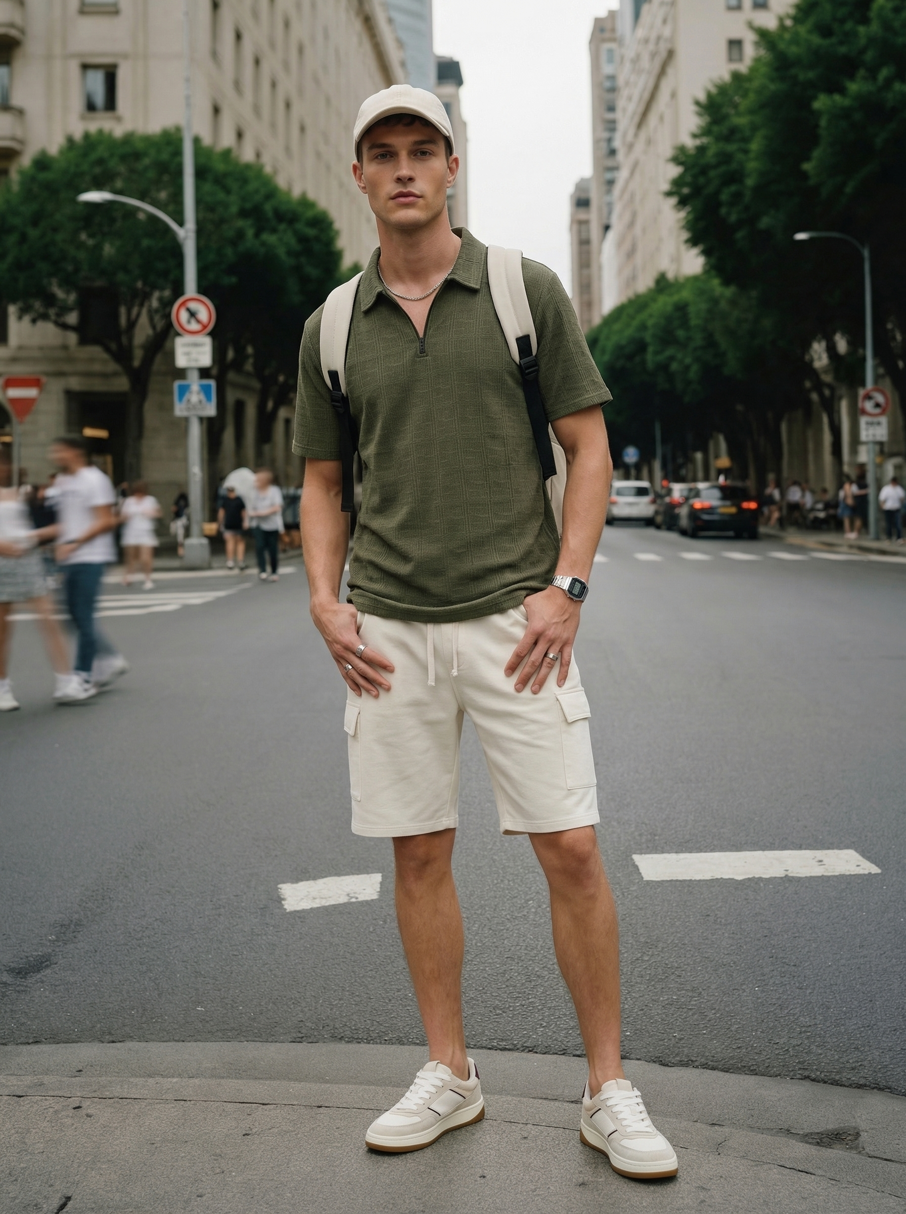 Textured Zip Polo