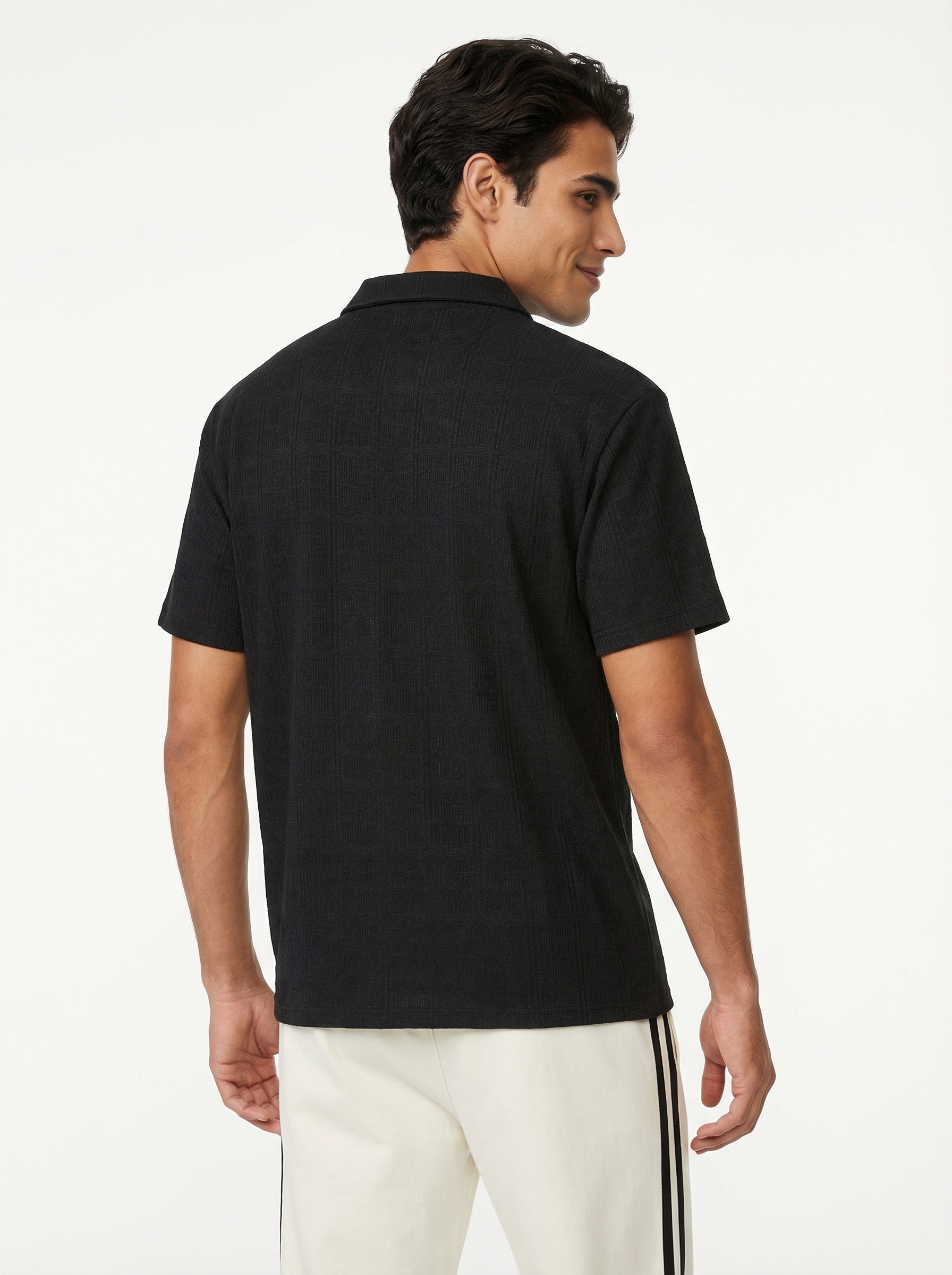 Textured Zip Polo
