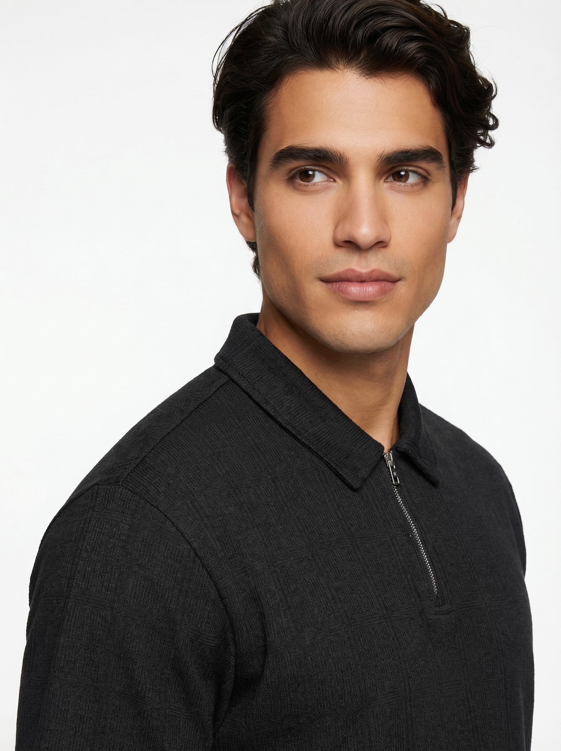 Textured Zip Polo