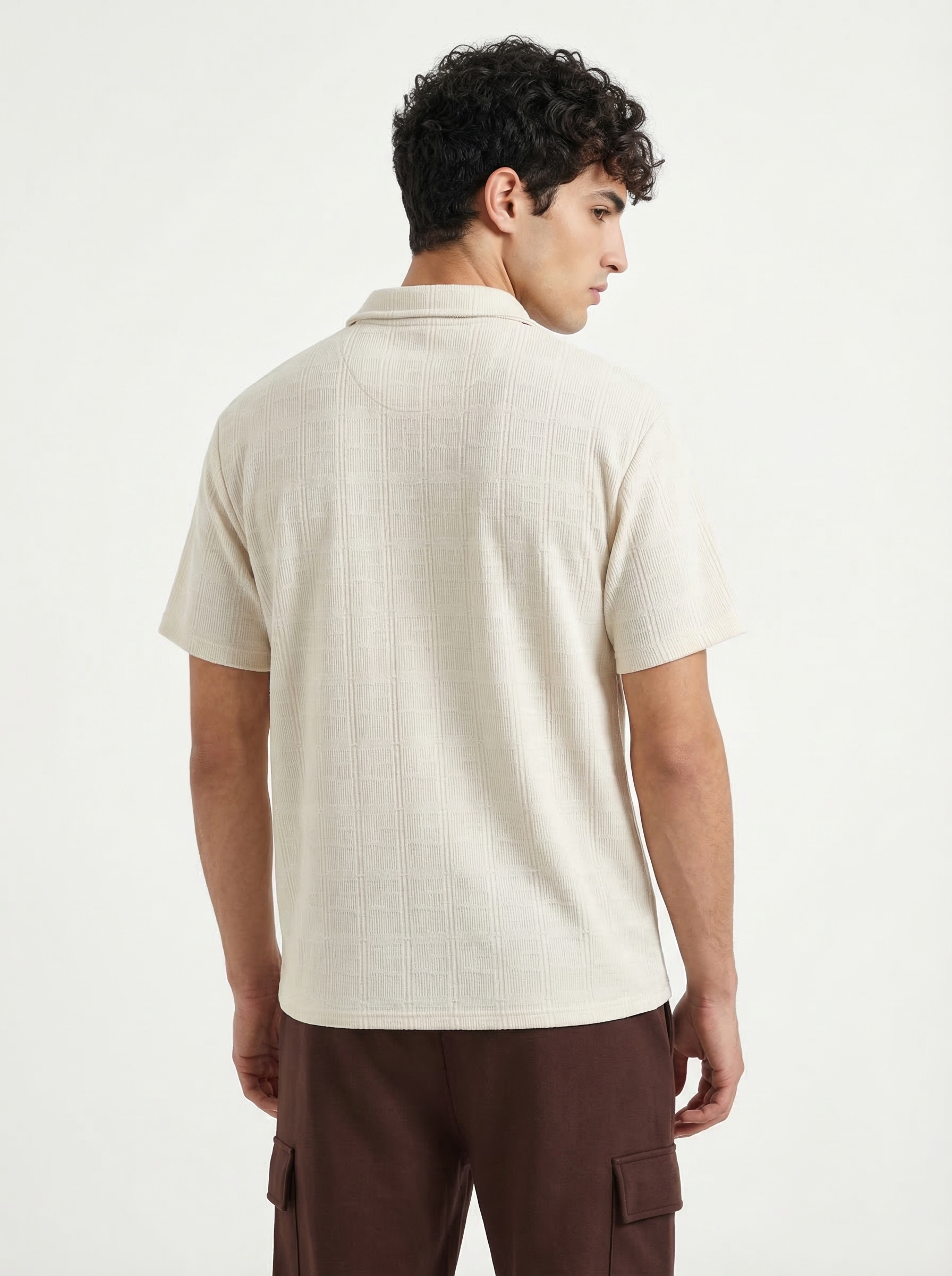 Textured Zip Polo