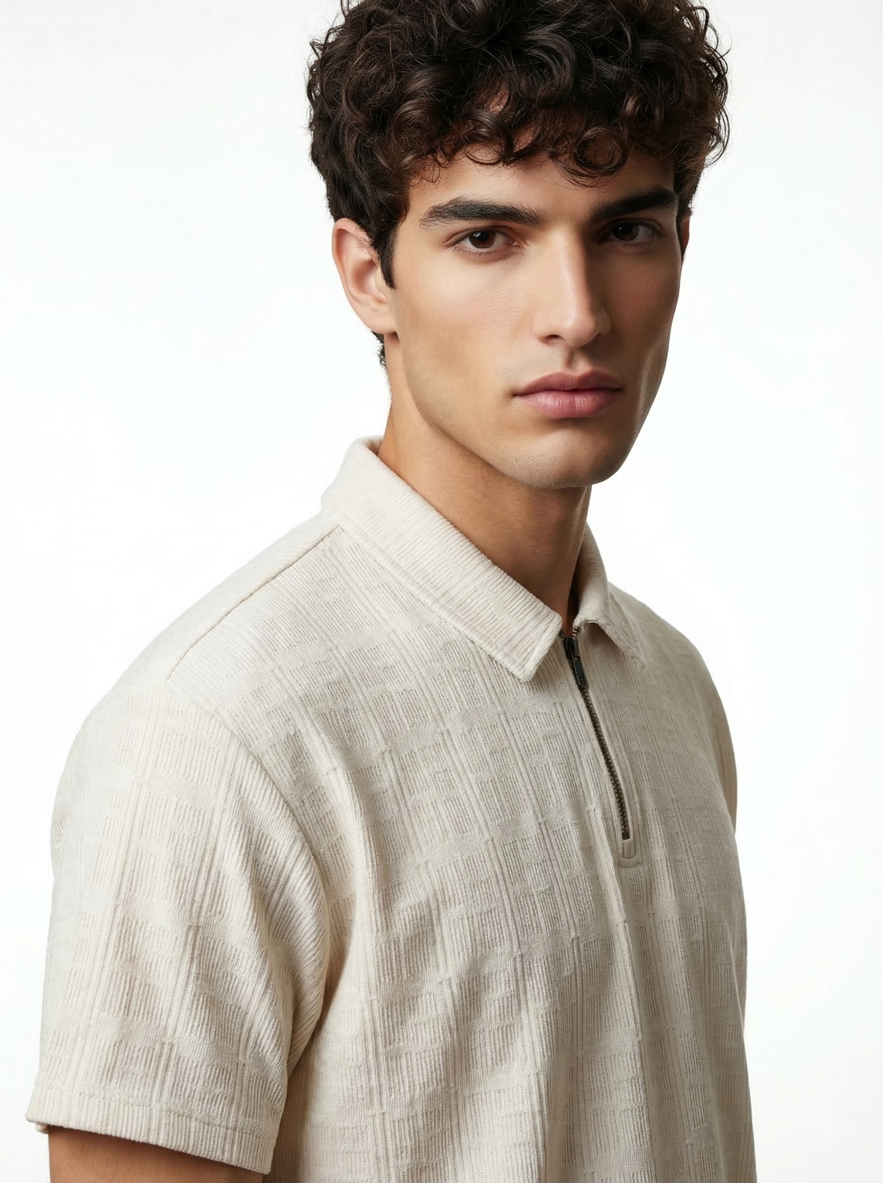 Textured Zip Polo