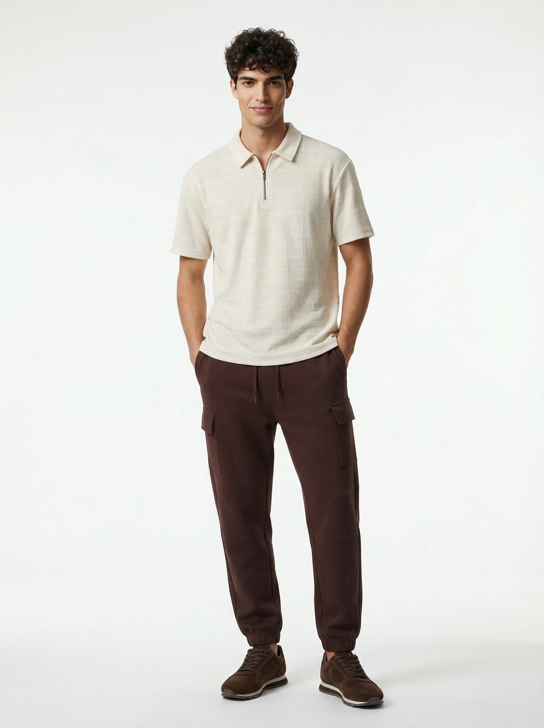 Textured Zip Polo
