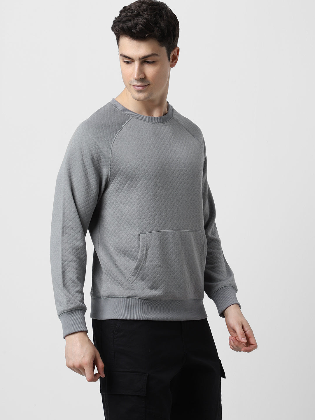 Circular Grey Checkced Quilted Sweatshirt