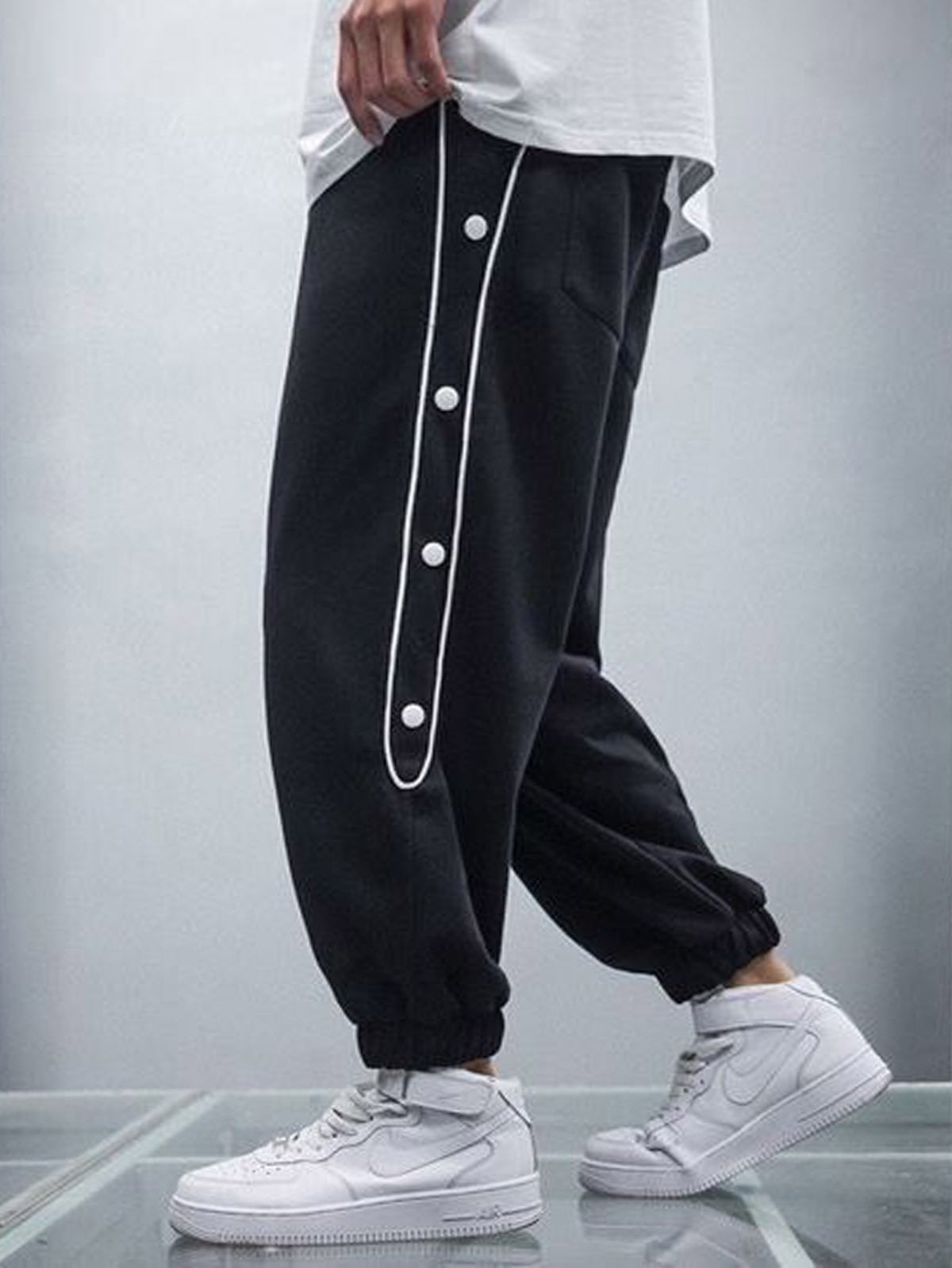 Oversized Striped Black Baggy Jogger
